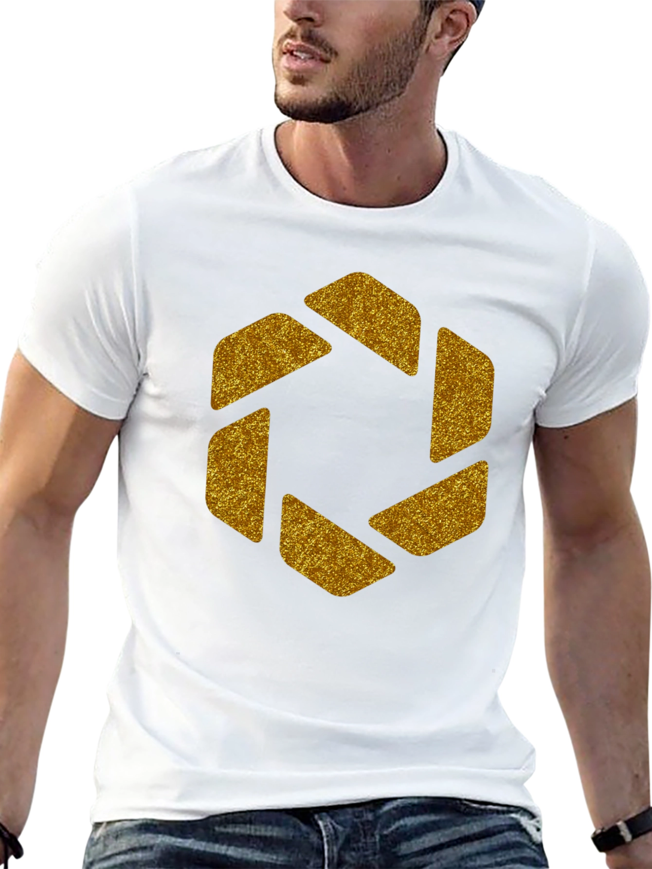 Geometric Gold Aperture Graphic Tee - Black - 13