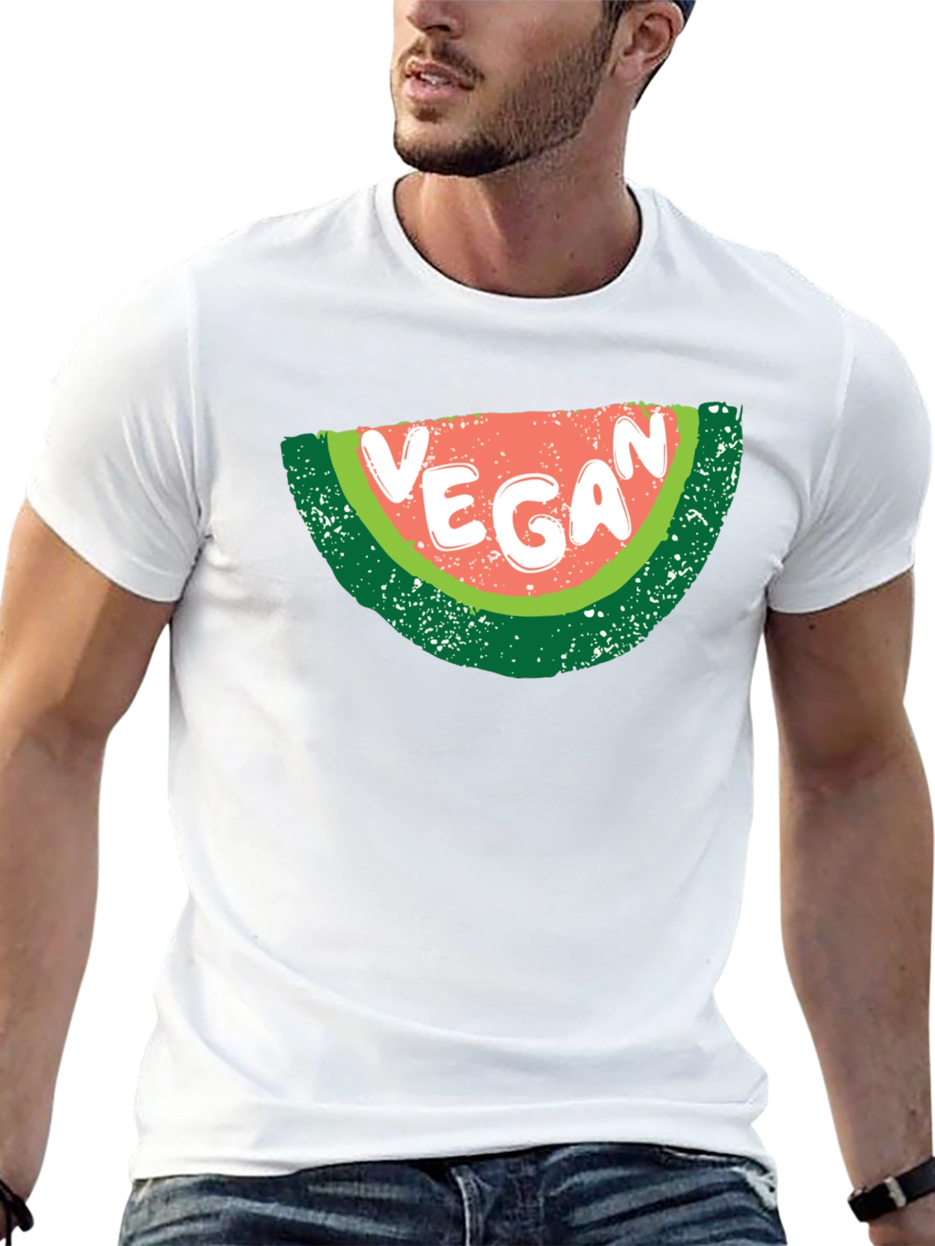 Black Vegan Watermelon Graphic T-Shirt - Unisex Black Tee view 13