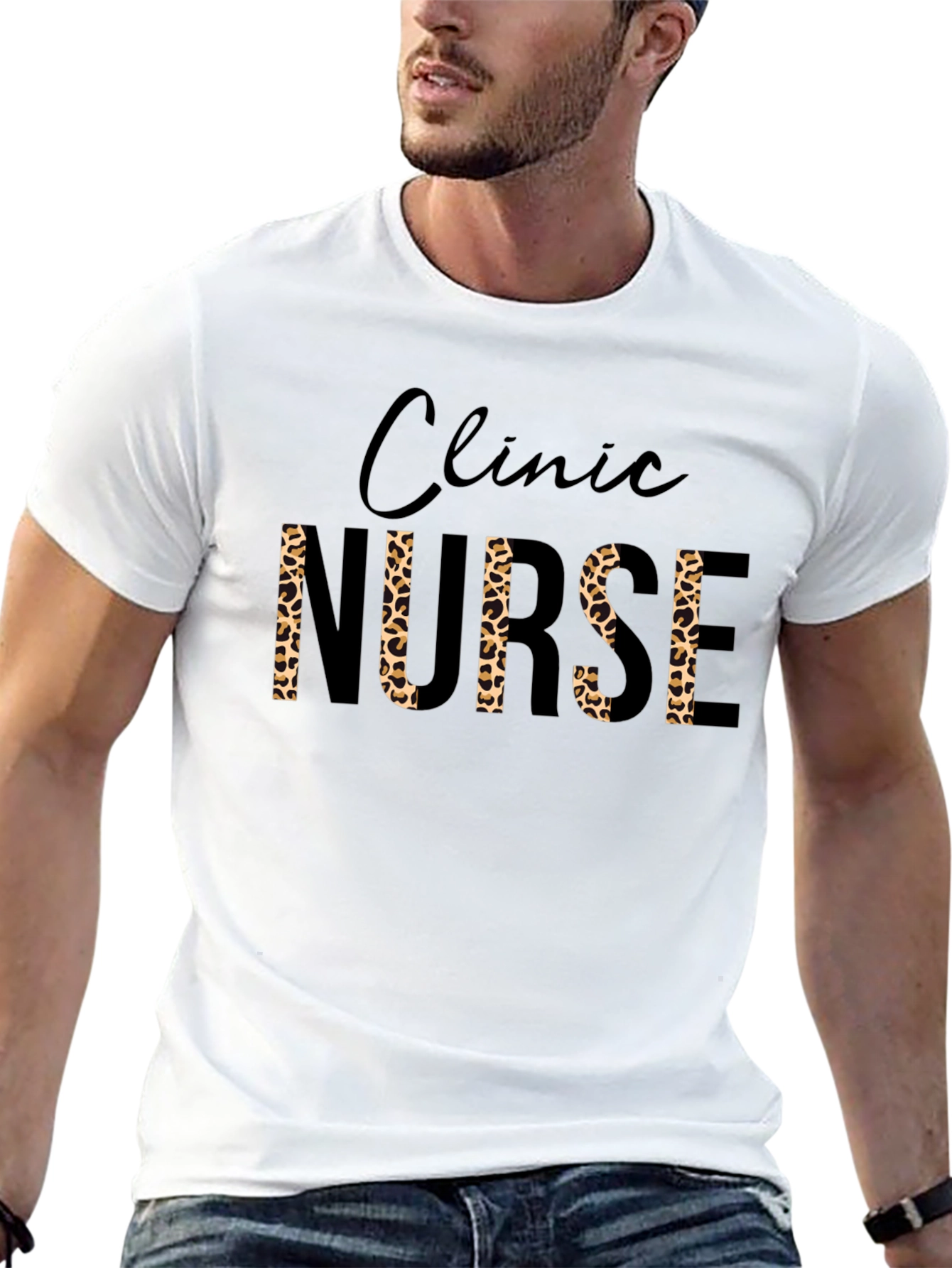 Black Clinic Nurse Leopard Print T-Shirt view 13