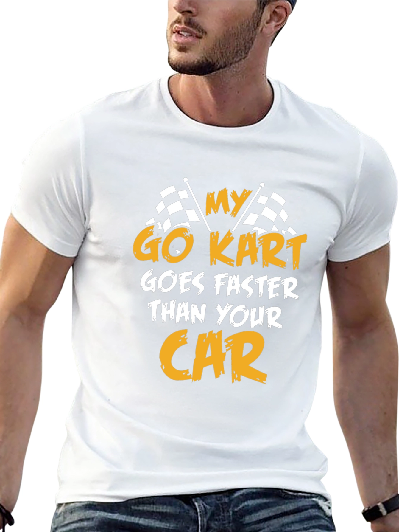 Black Go Kart Faster Than Your Car T-Shirt - Racing Tee view 13