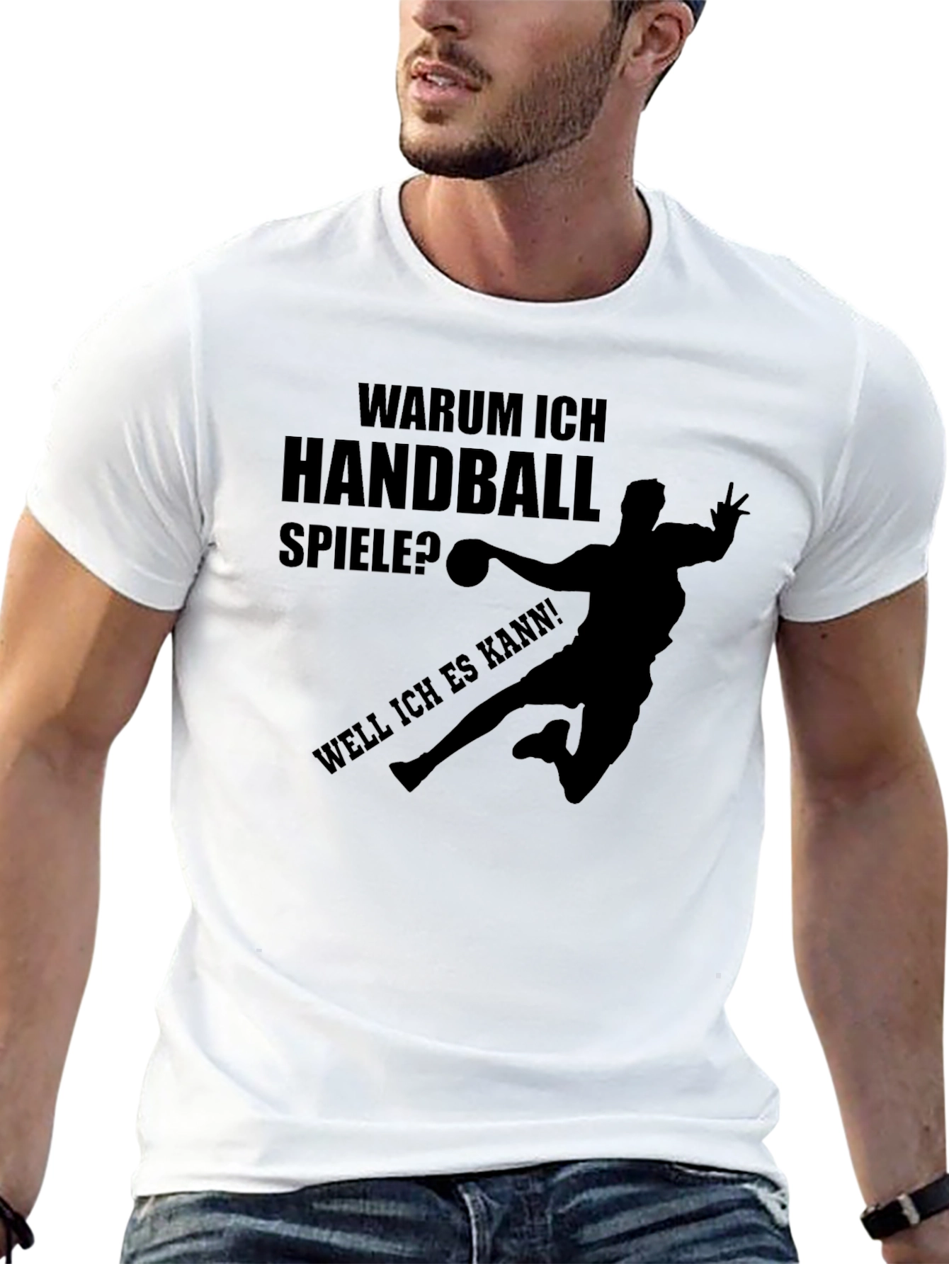 Black Handball Player Graphic T-Shirt - Fun German Slogan Tee view 13