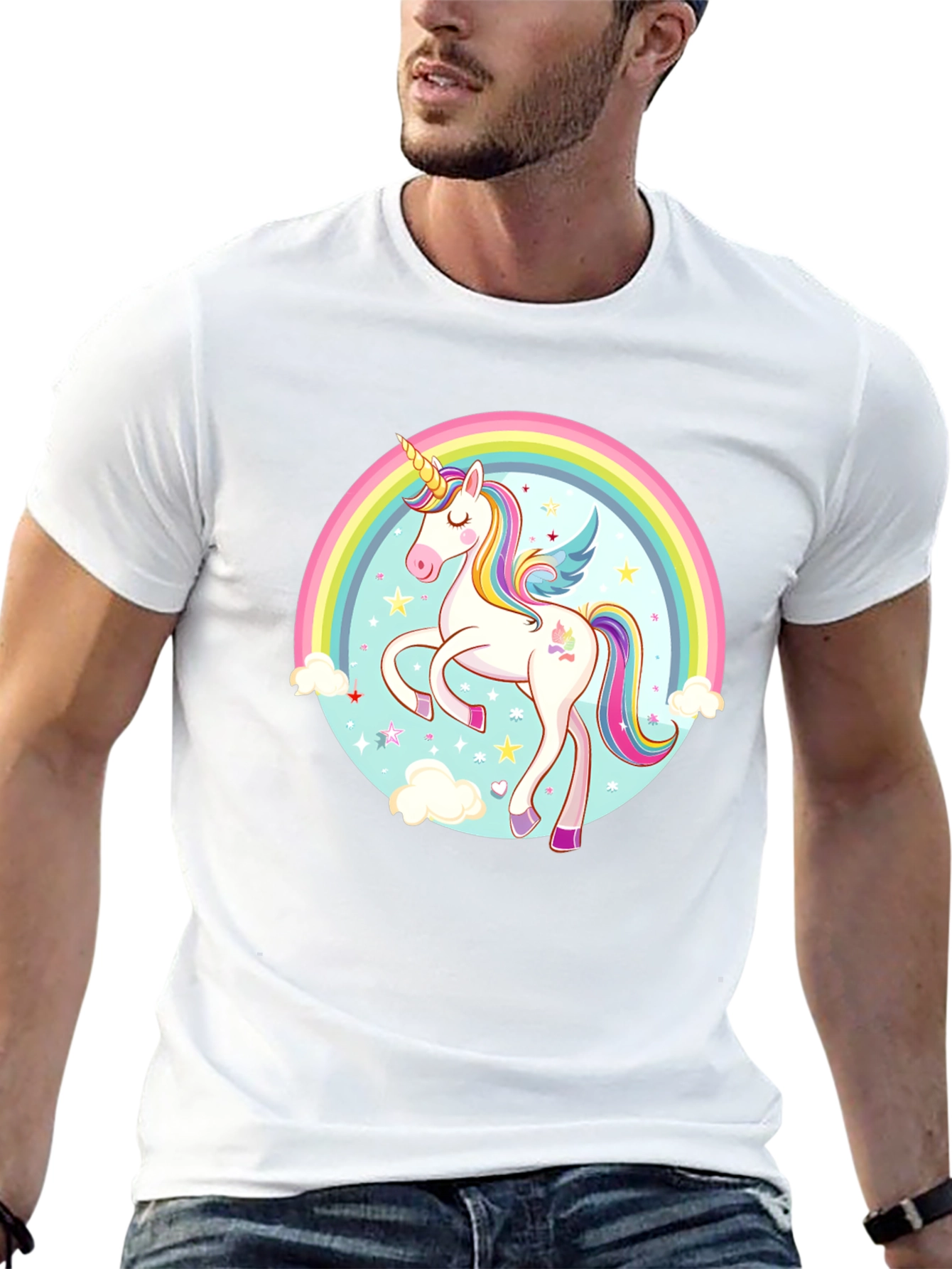 Black Unicorn Rainbow Graphic Tee view 13