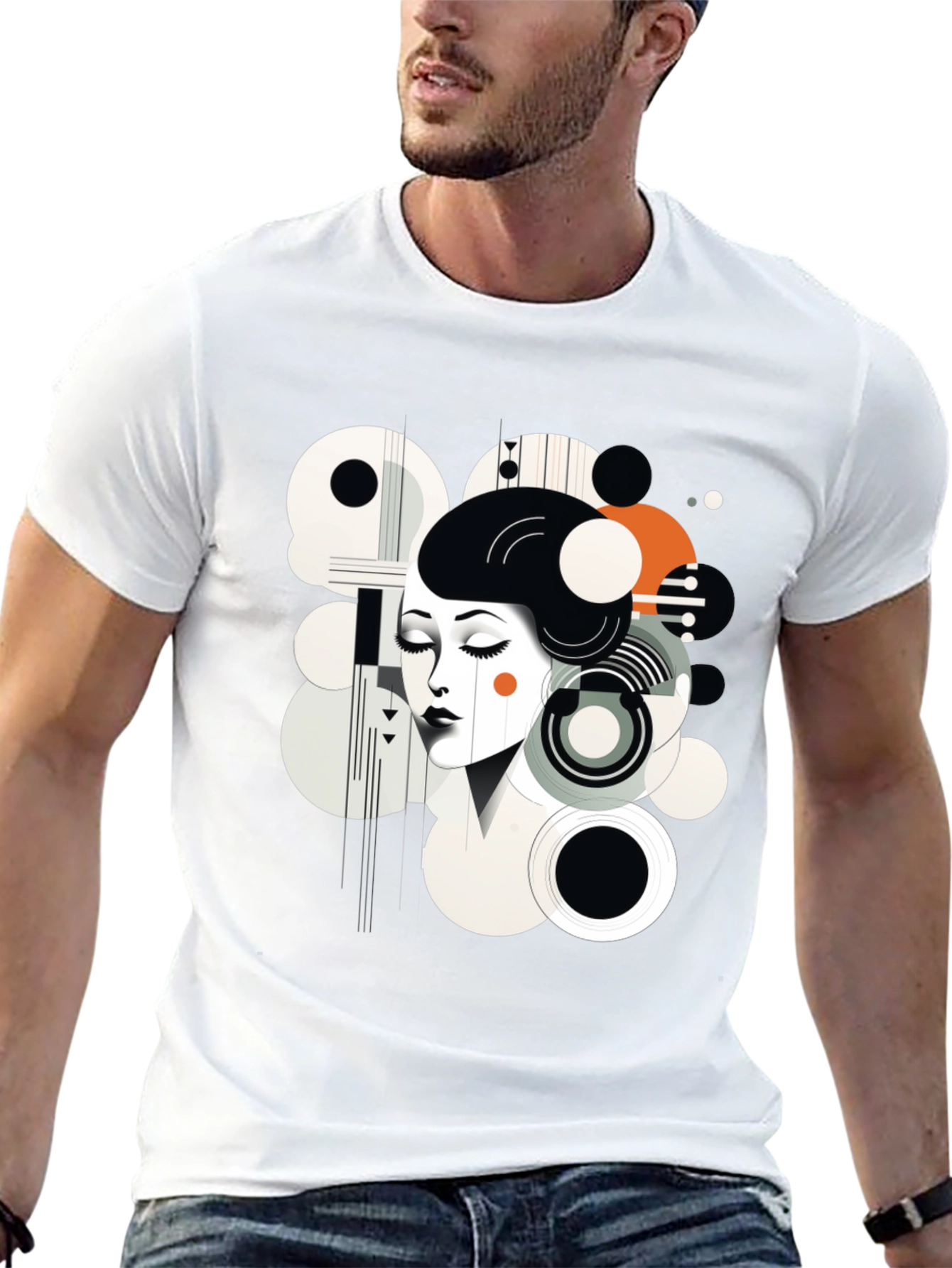 Black Abstract Woman Graphic Black Tee view 13