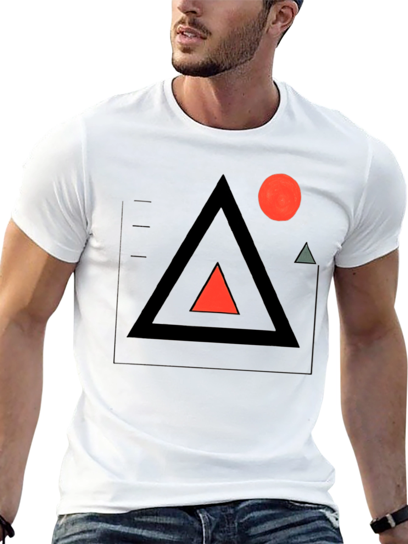 Black Geometric Graphic Tee - Modern Minimalist Design view 13