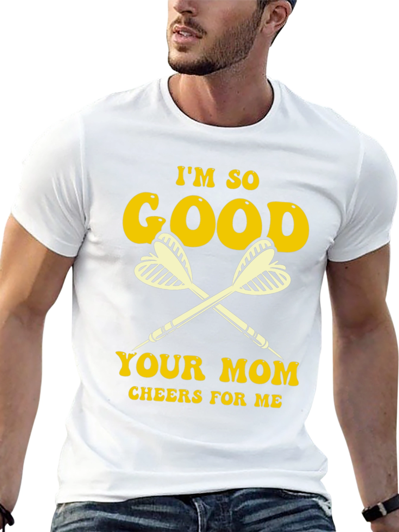 Black Funny Darts Graphic Tee - "I'm So Good Your Mom Cheers For Me" view 13