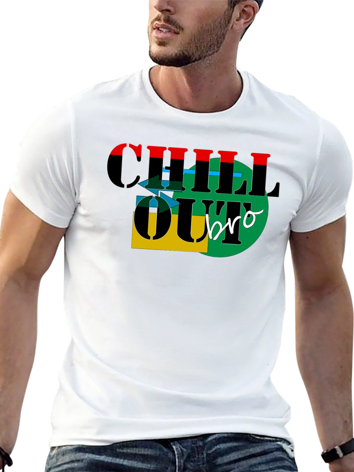 Black Chill Out Bro Graphic T-Shirt view 13