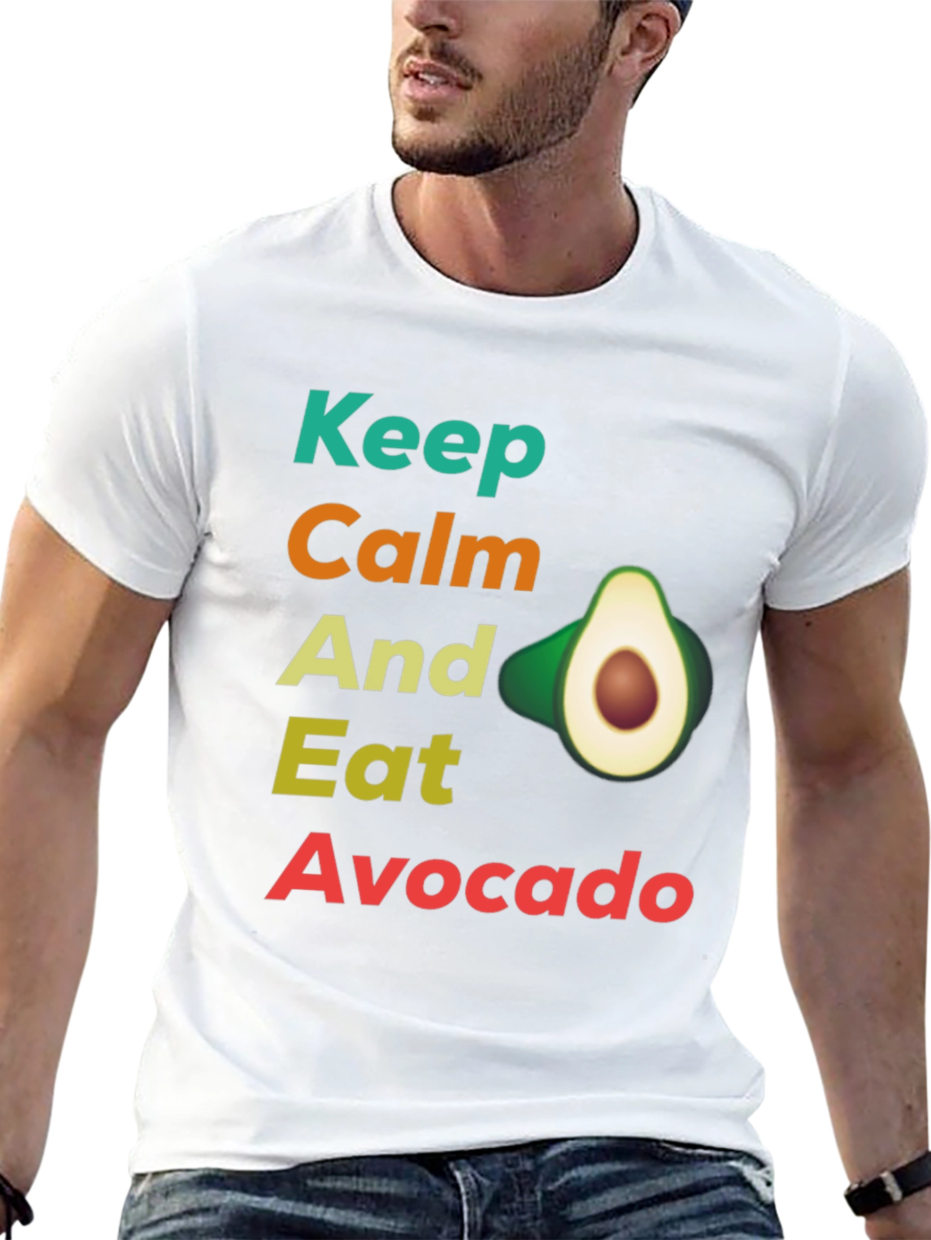 Black Keep Calm and Eat Avocado T-Shirt, Funny Avocado Lover Tee view 13