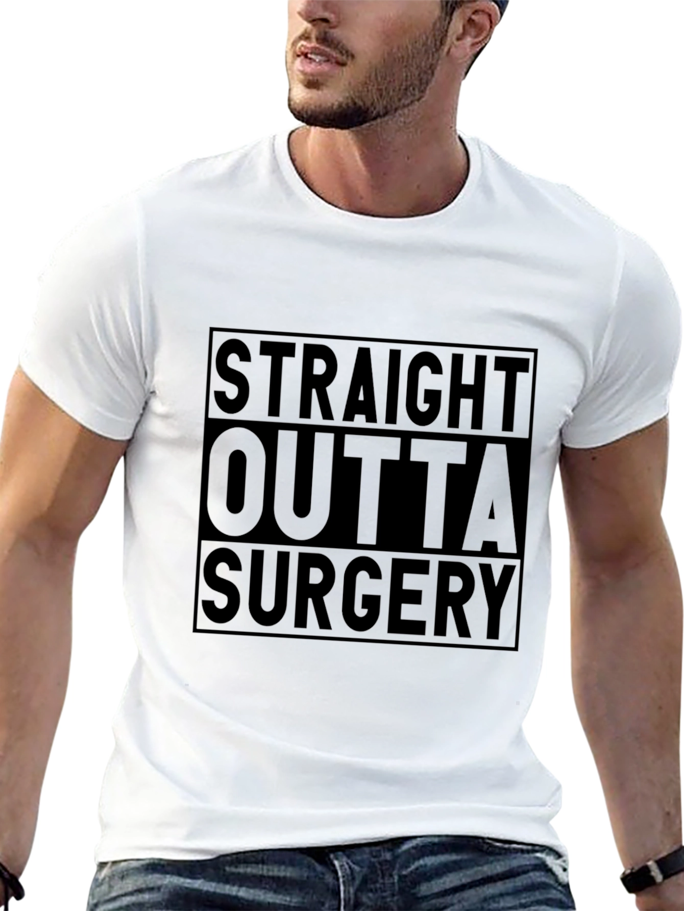 Black Straight Outta Surgery Funny T-Shirt view 13