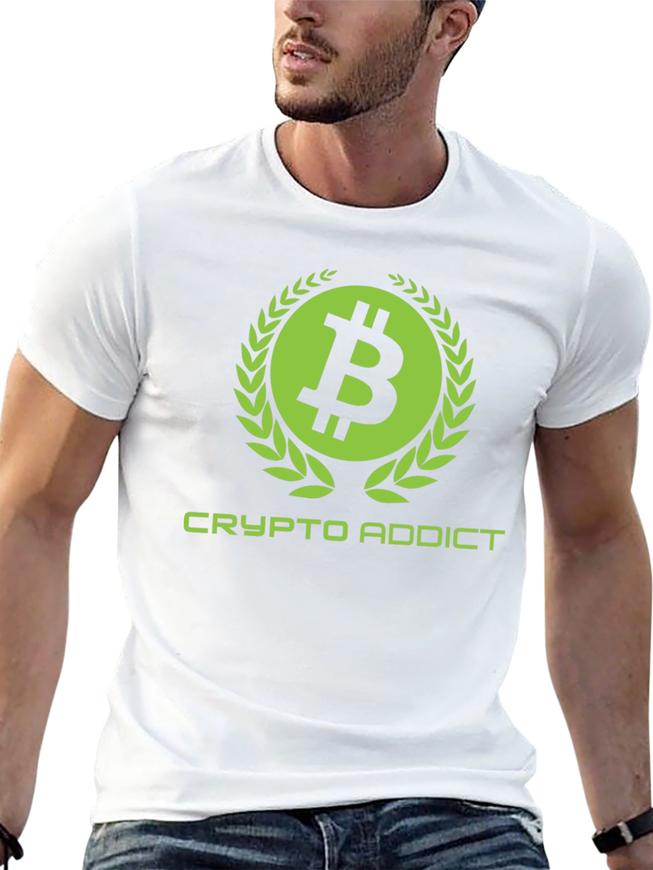 Black Crypto Addict Black T-Shirt with Bitcoin Design view 13