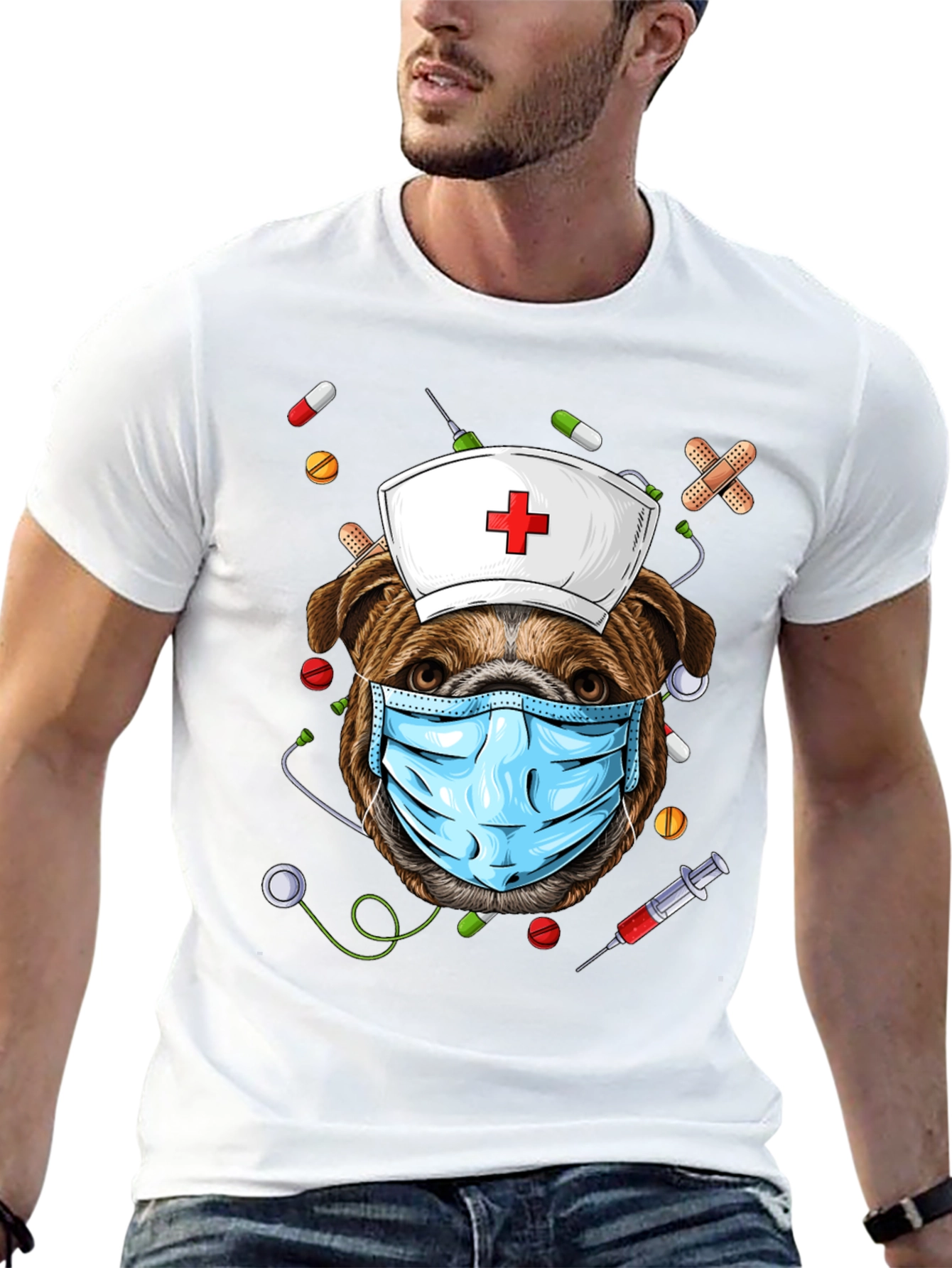 Black Nurse Dog T-Shirt - Healthcare Hero view 13