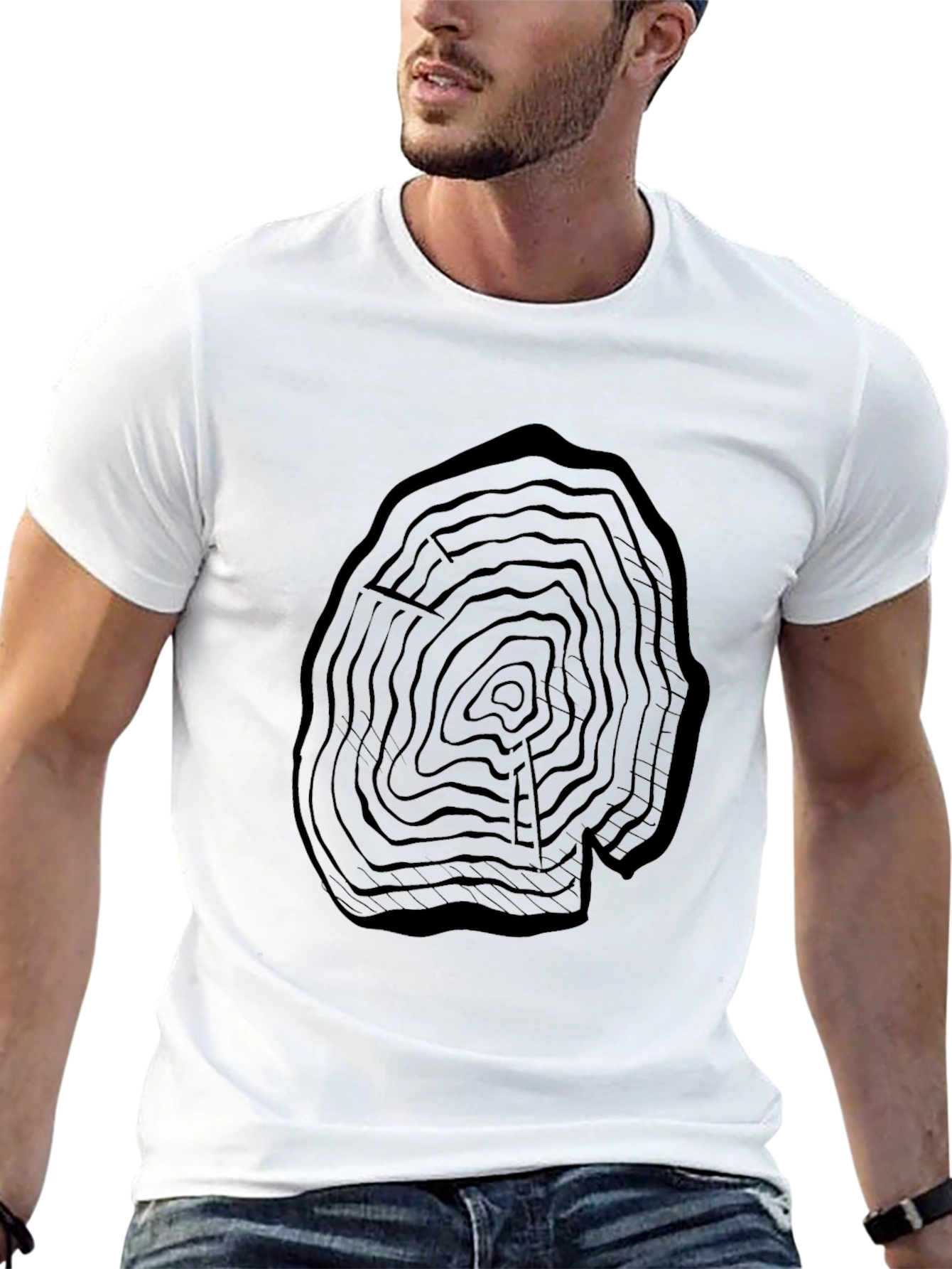 Black Tree Ring Graphic T-Shirt - Nature Inspired Tee view 13