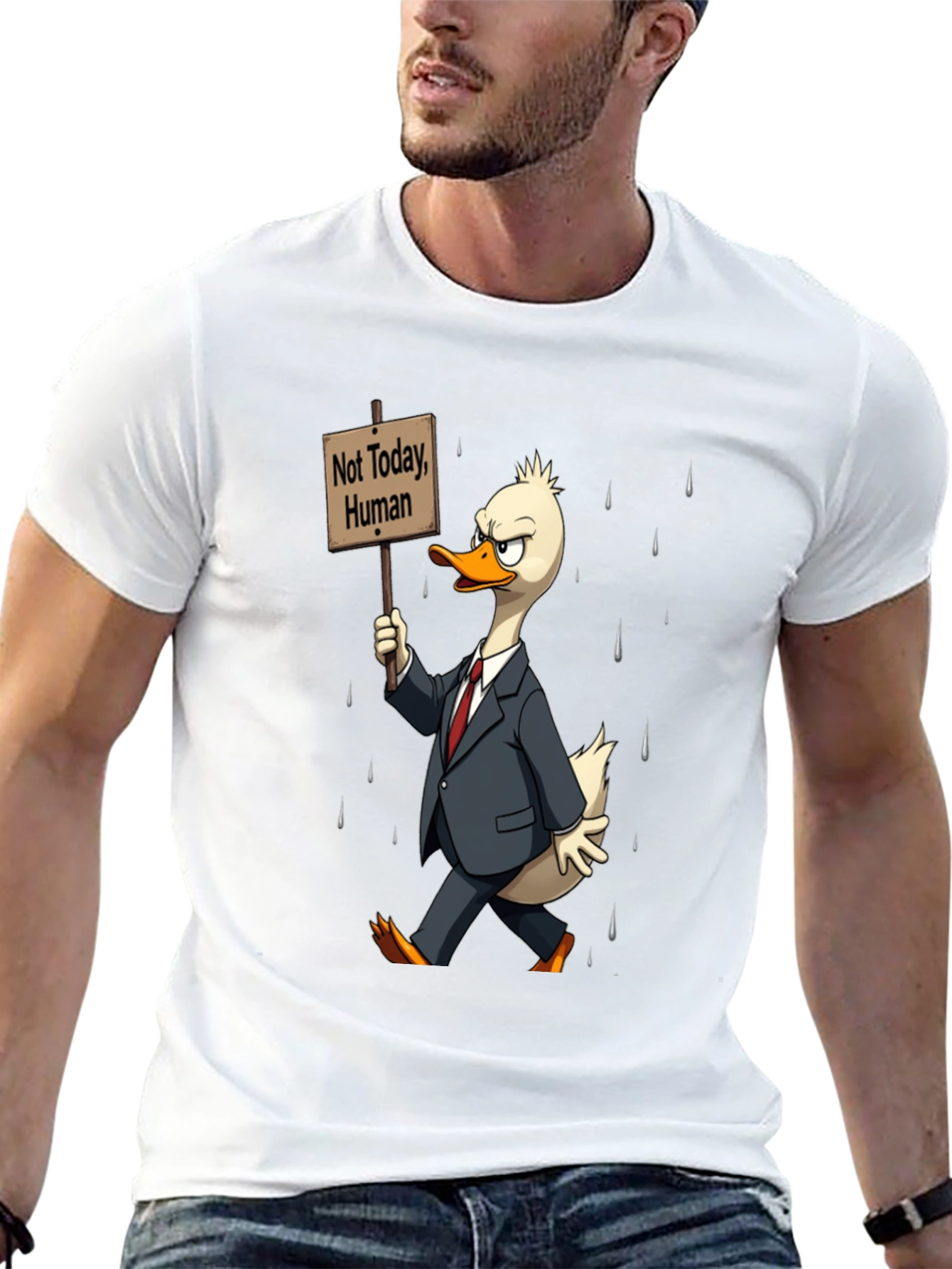 Black Not Today Human T-Shirt - Funny Duck Protest view 13