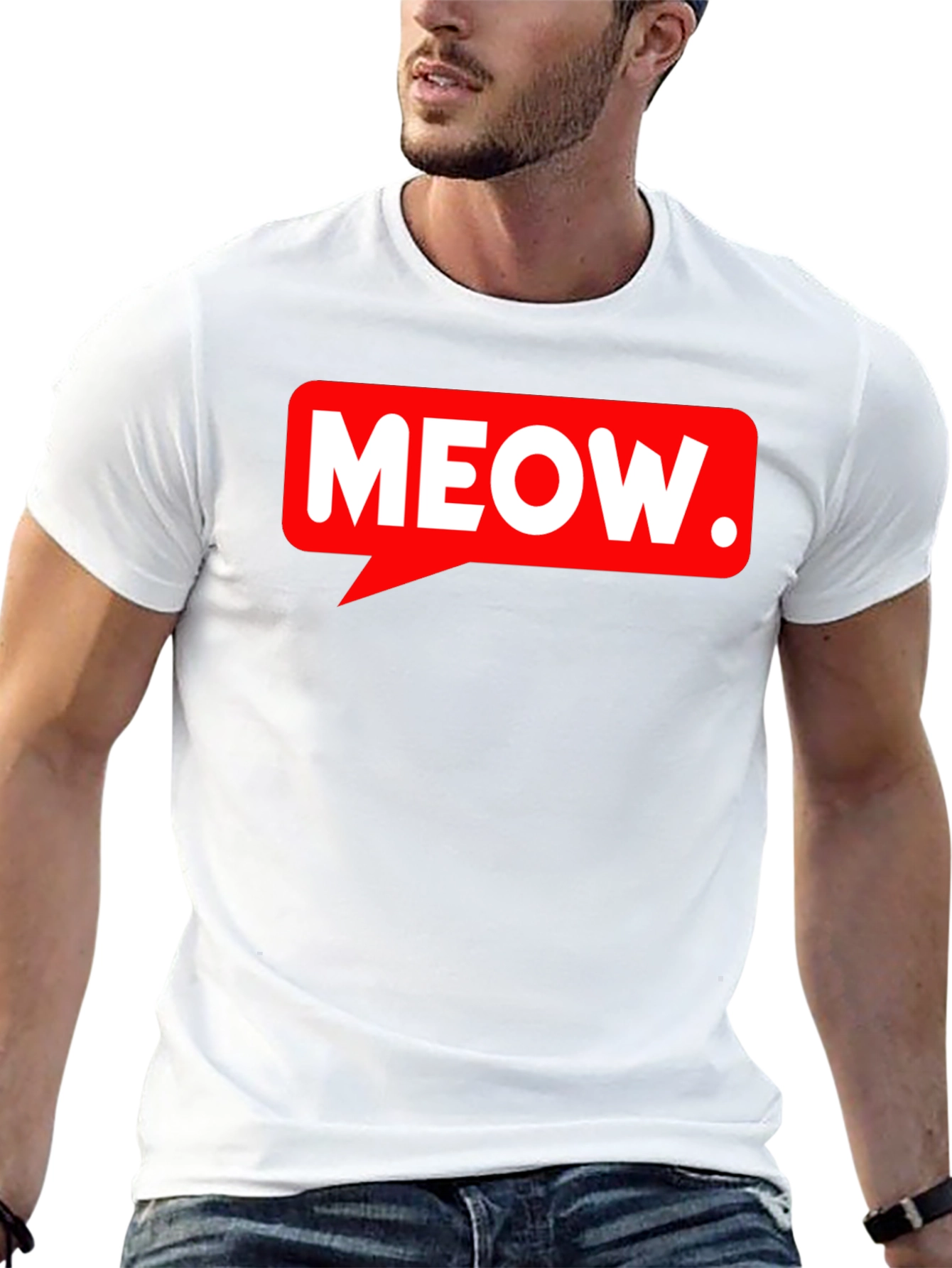 Black Meow Speech Bubble Black T-Shirt view 13