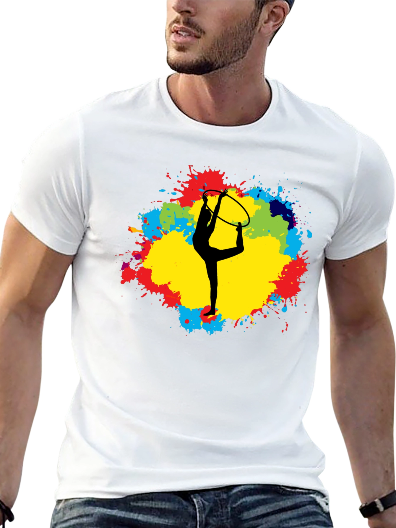 Black Rhythmic Gymnastics T-Shirt - Colorful Design view 13