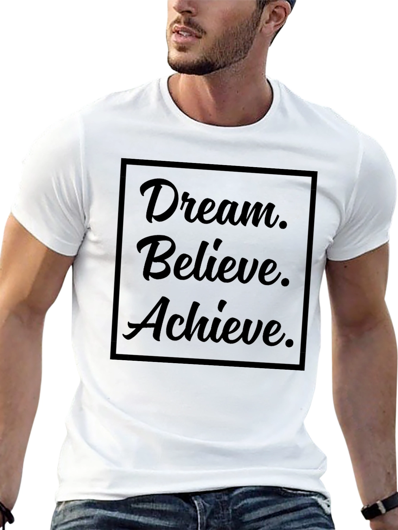 Black Dream Believe Achieve Graphic Tee view 13