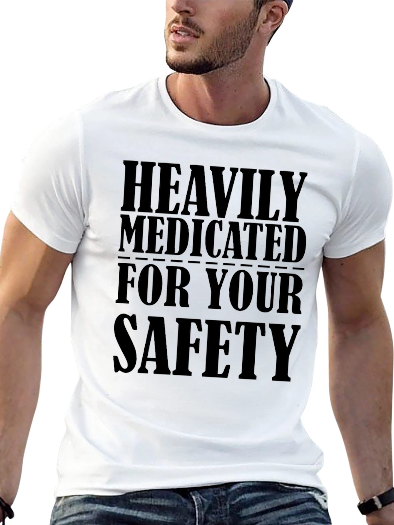 Black Heavily Medicated For Your Safety Funny T-Shirt view 13