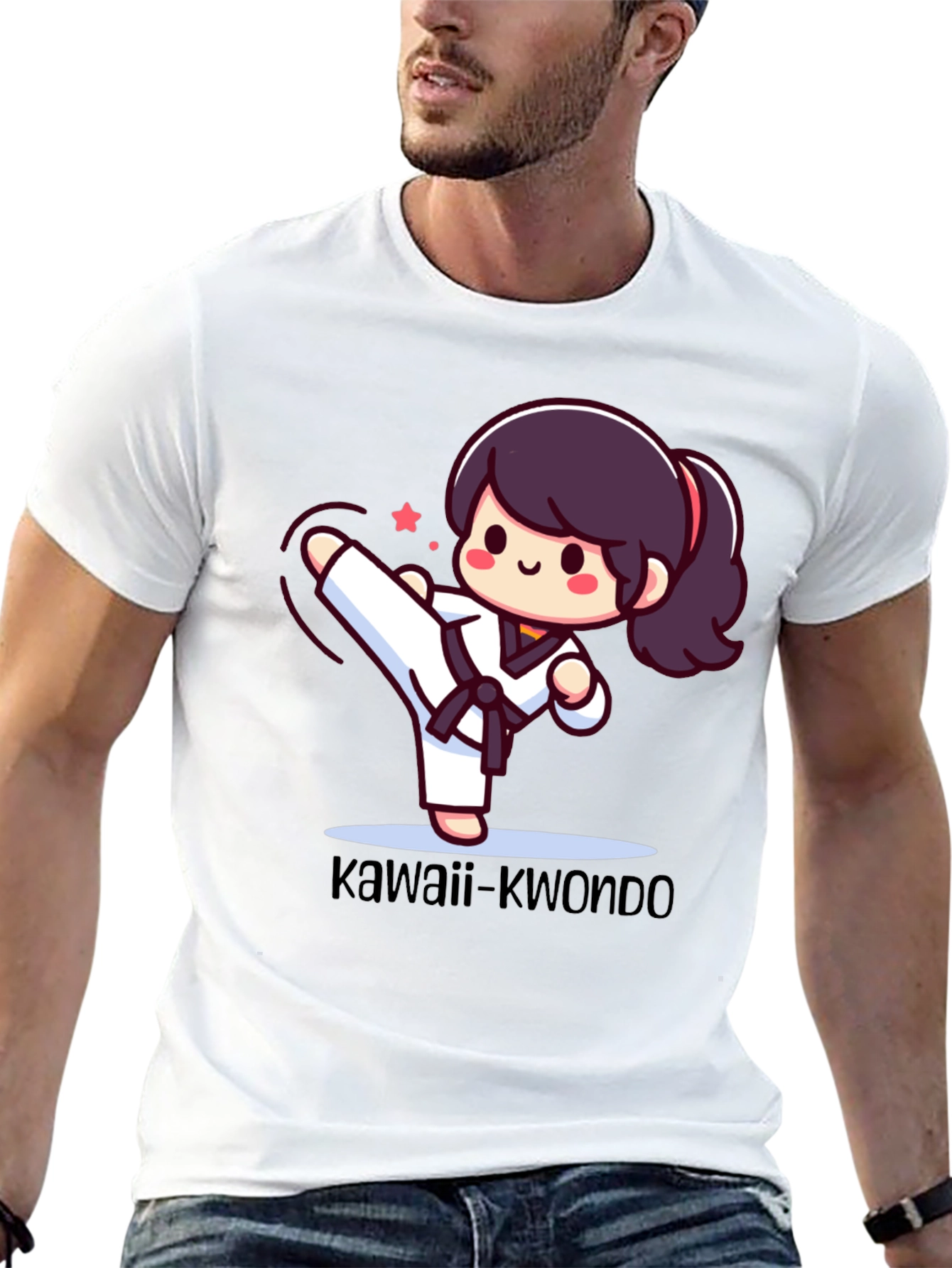 Black Kawaii Kwondo Black T-Shirt view 13