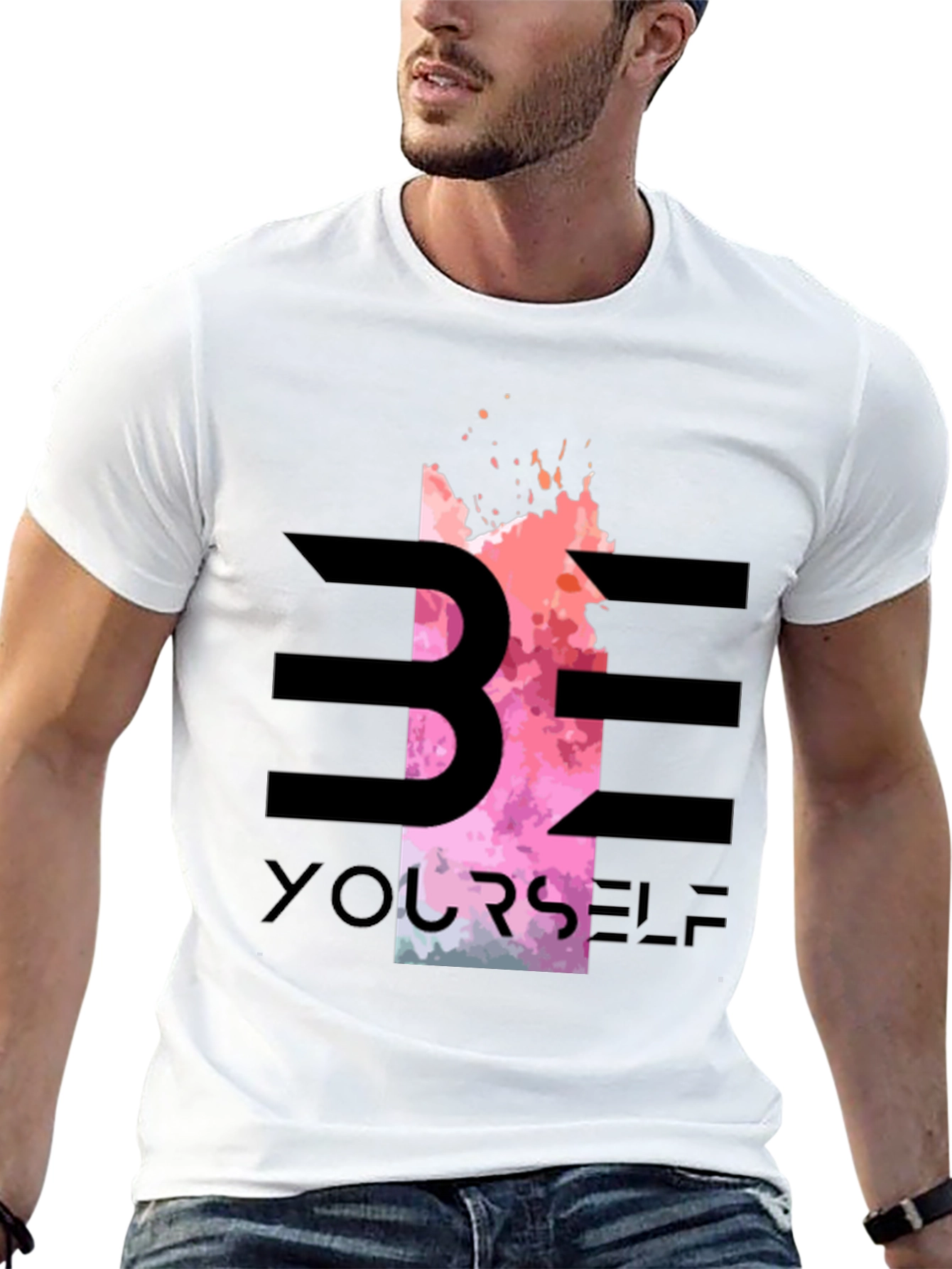 Black Be Yourself Graphic Tee - Stylish Black T-Shirt view 13
