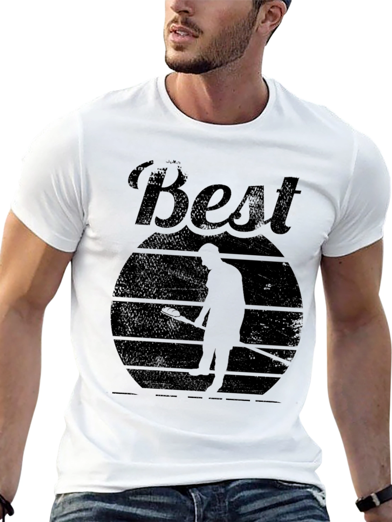 Black Best Curling Ever! Men's Black T-Shirt view 13