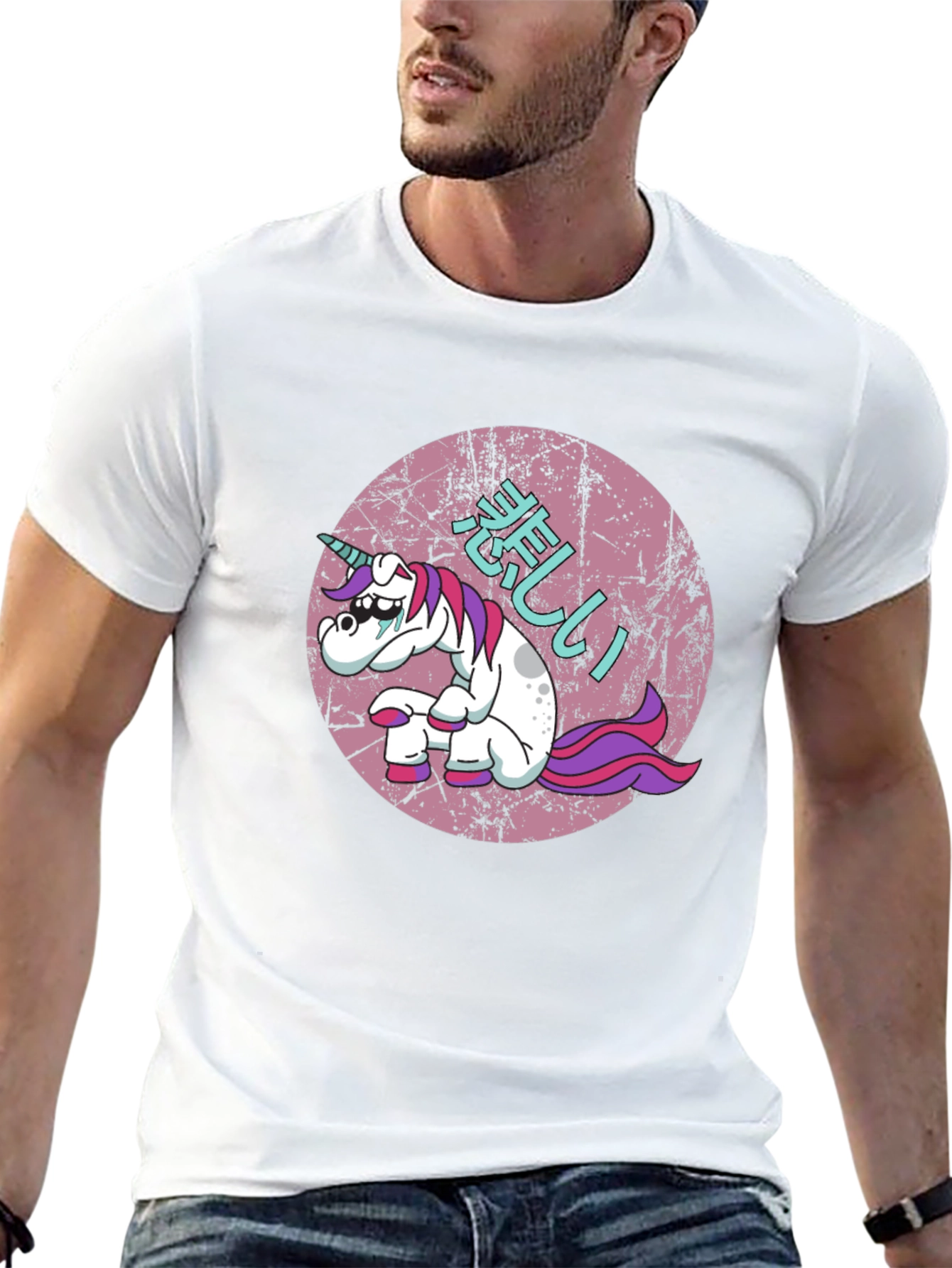 Black Sad Unicorn T-Shirt - Anime Graphic Tee view 13
