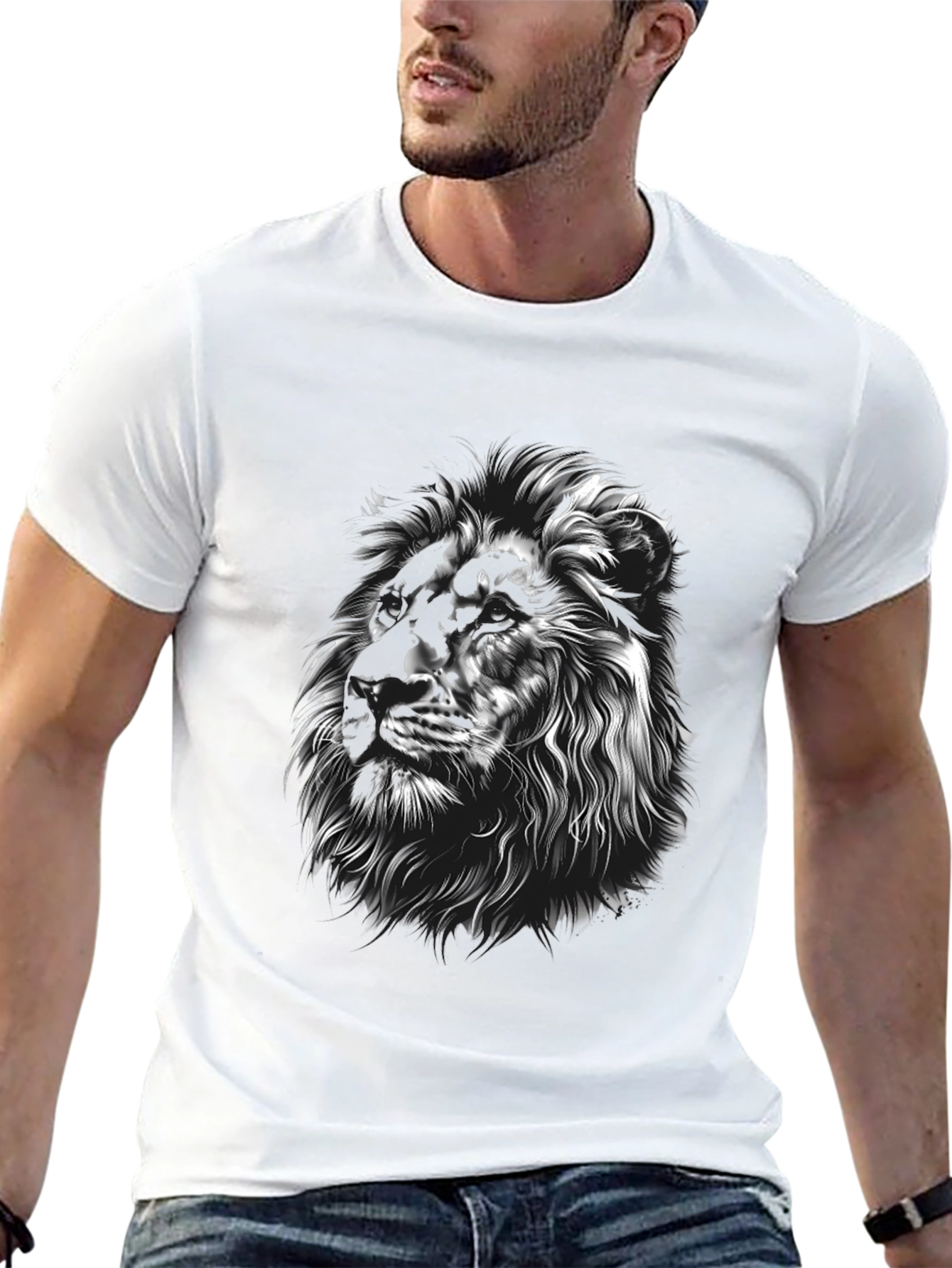 Black Lion Graphic Tee - Black Crew Neck T-Shirt view 13