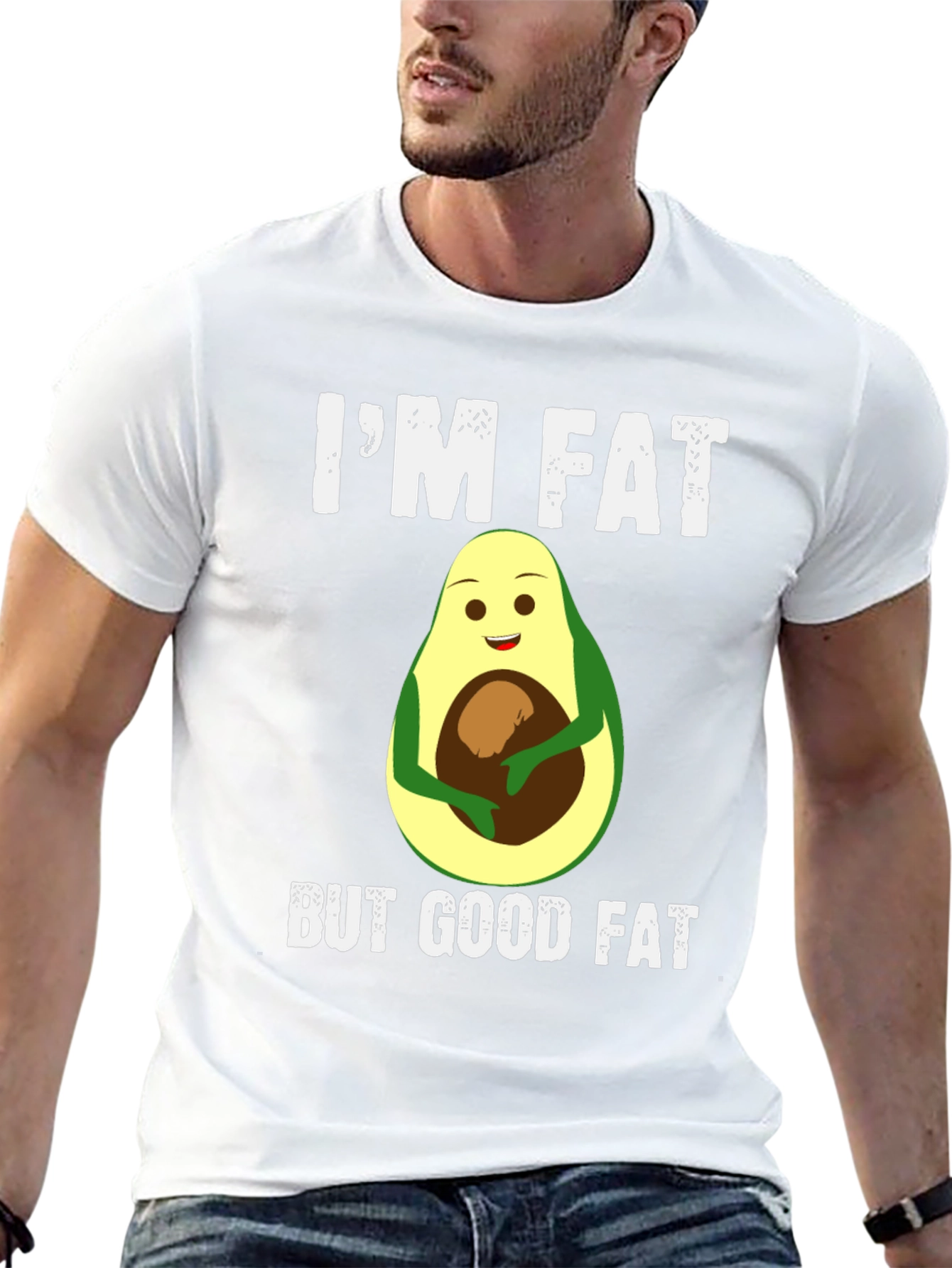 Black I'm Fat But Good Fat Avocado T-Shirt view 13