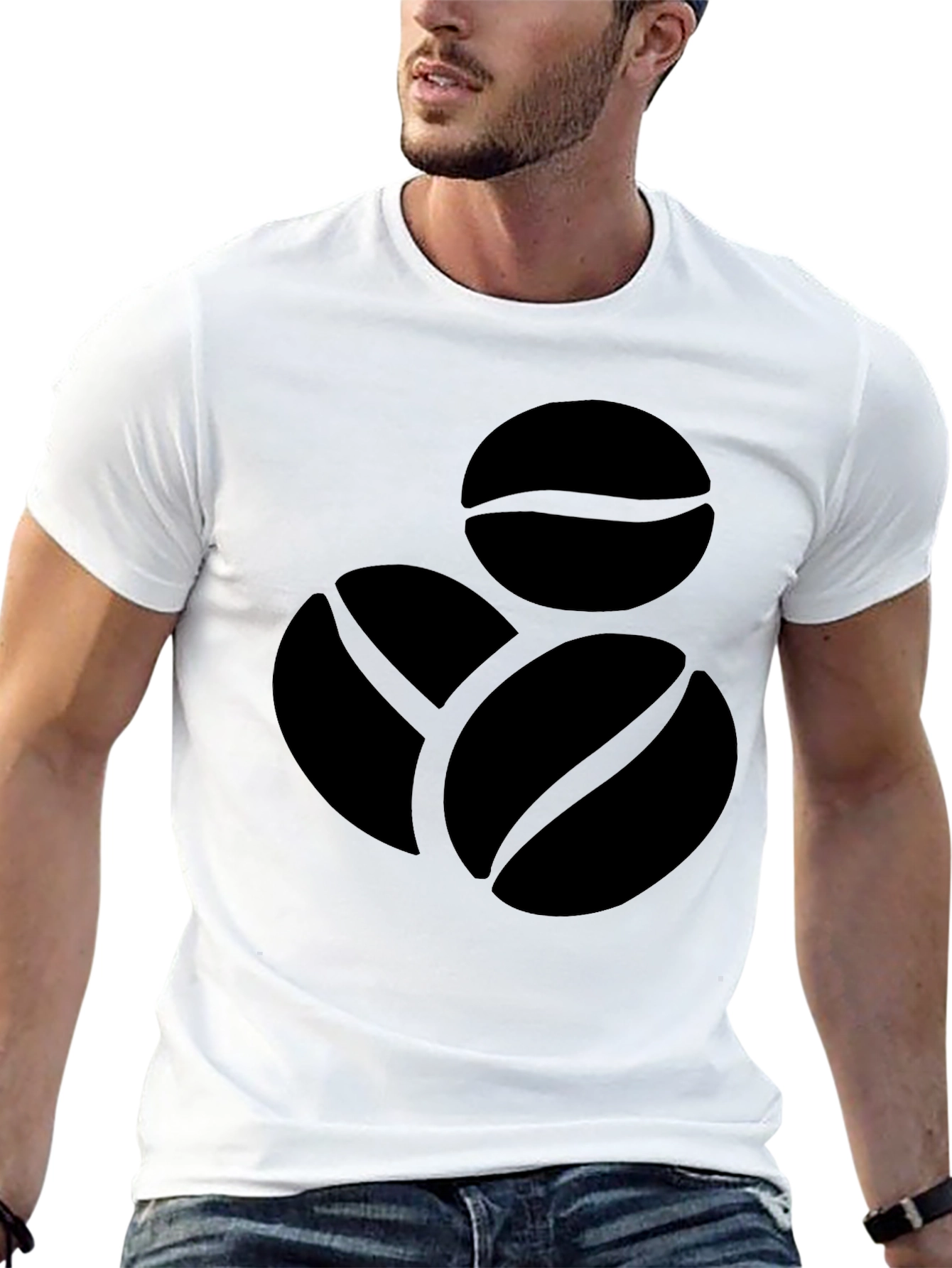 Black Coffee Bean Graphic Tee - Black Cotton Shirt view 13