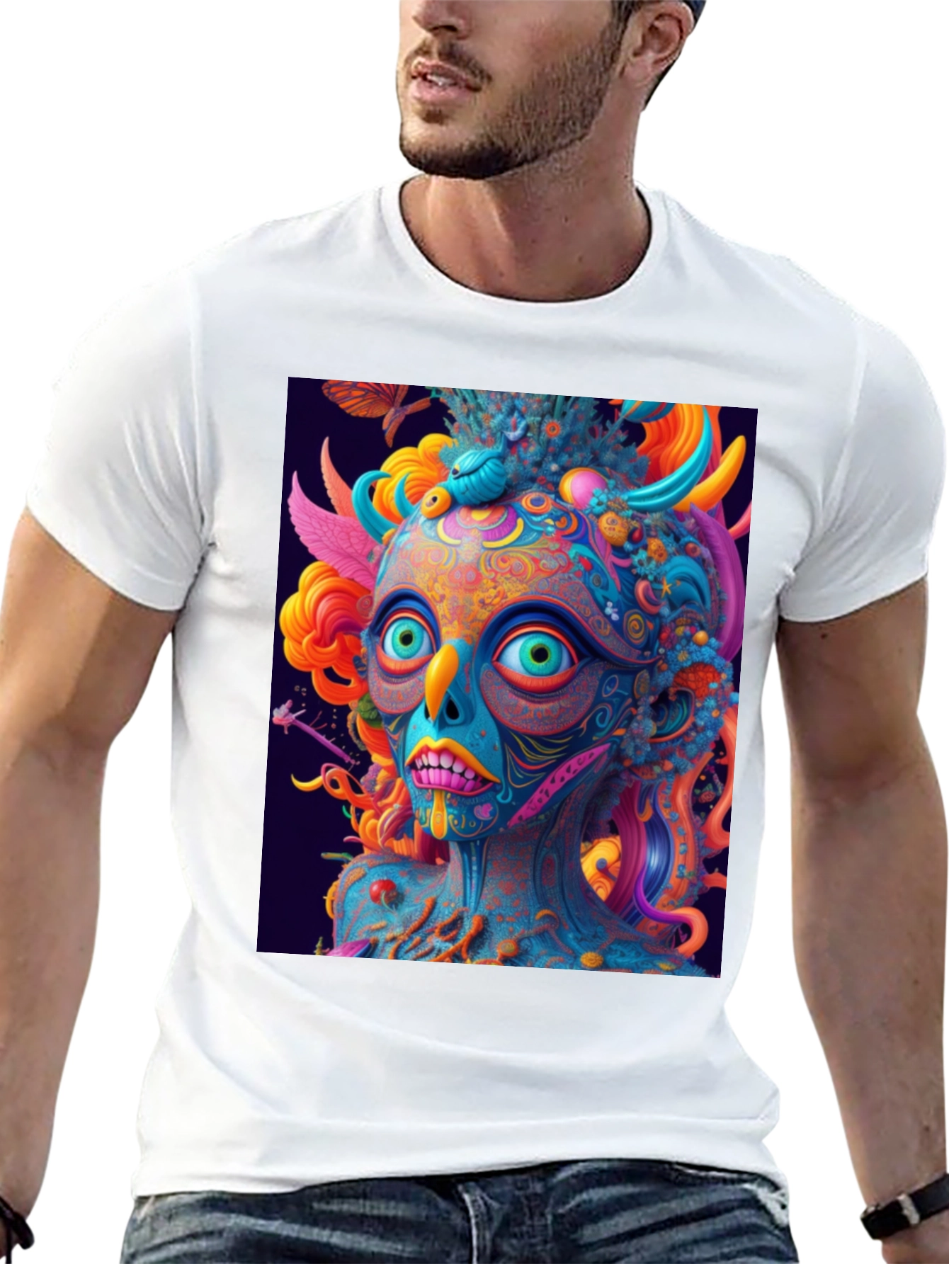 Black Psychedelic Art T-Shirt - Vivid Graphic Tee view 13
