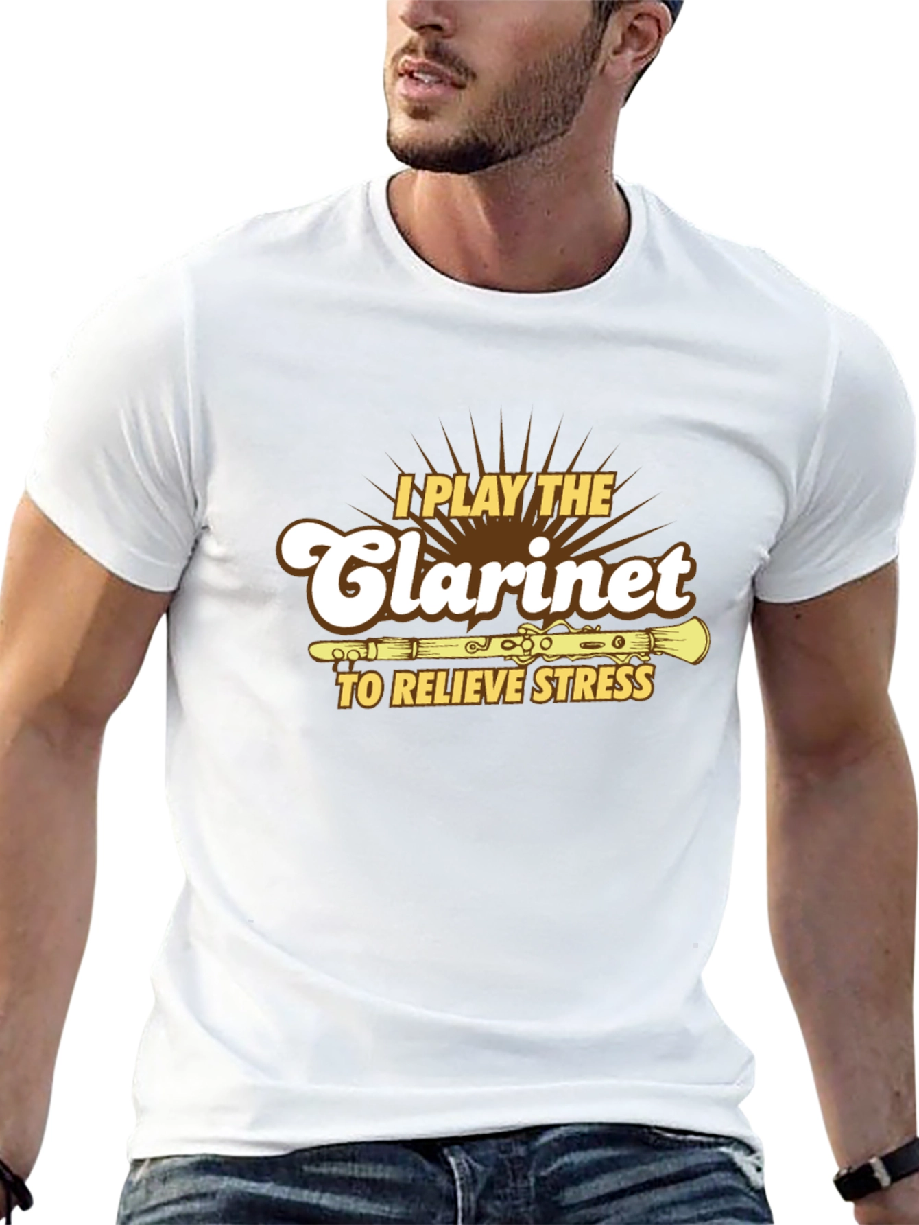Black Clarinet Player T-Shirt - Relieve Stress in Style! view 13
