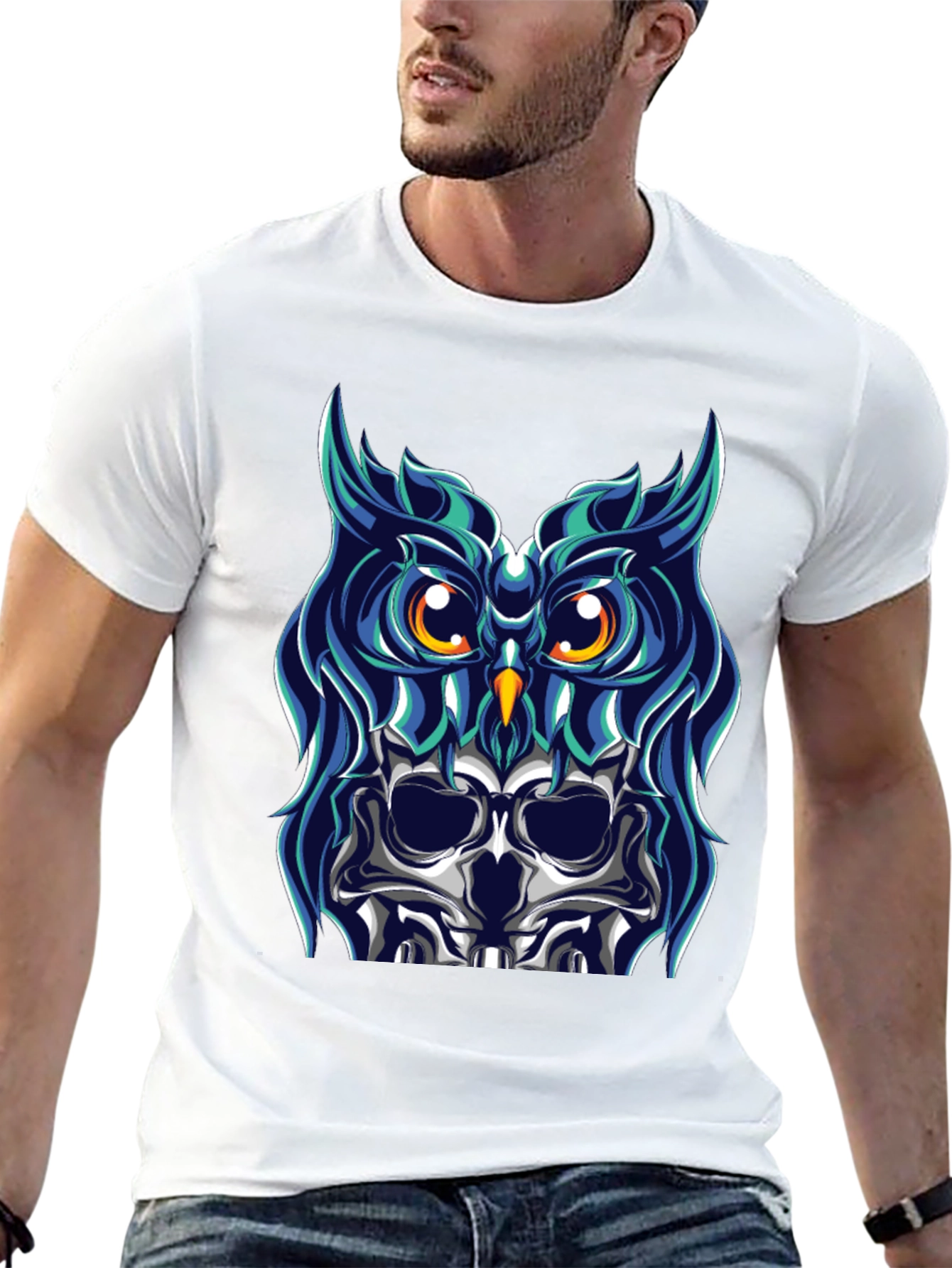 Black Owl Skull Graphic Tee - Unique Design view 13