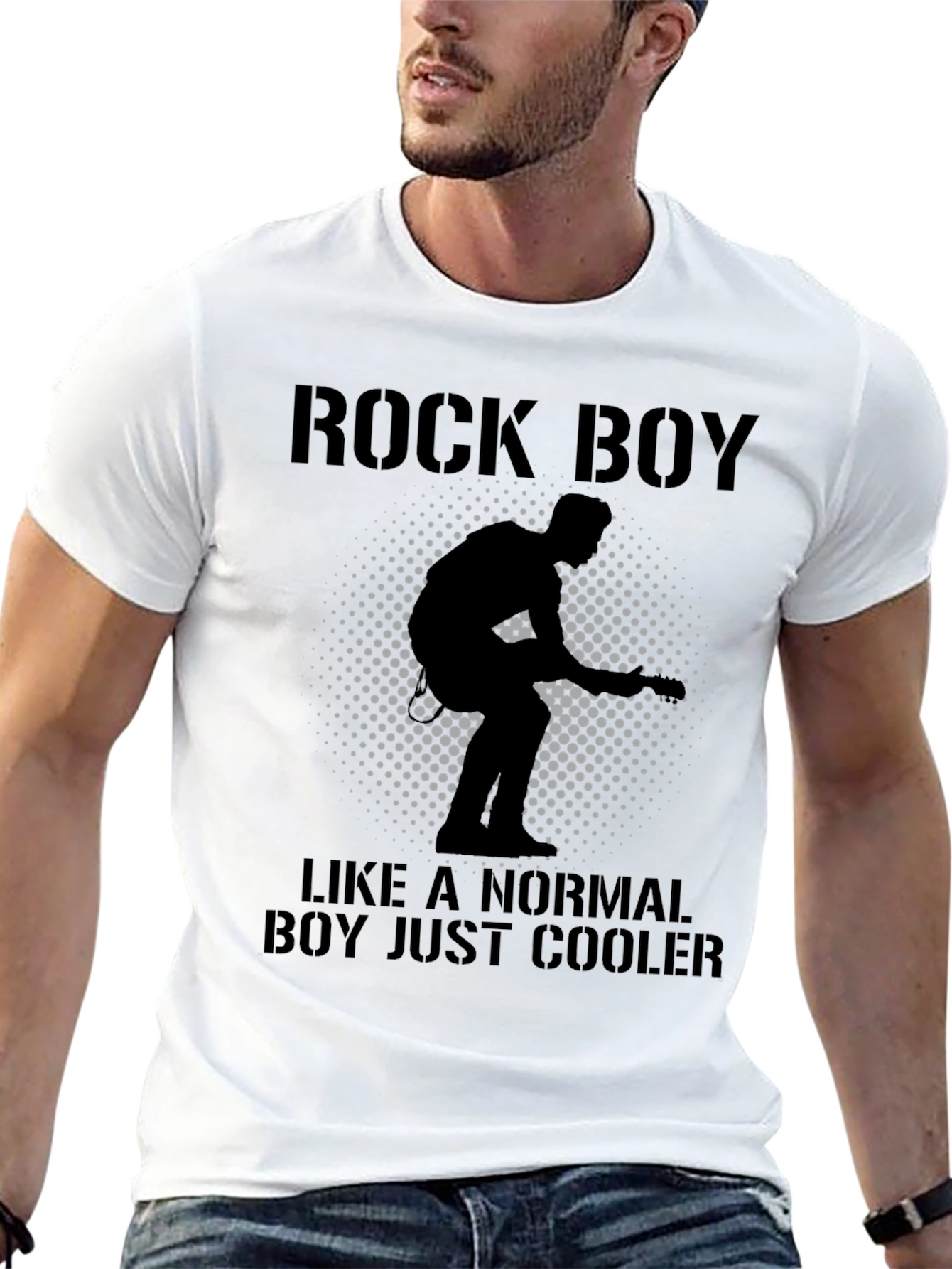 Black Rock Boy Tee - Cool Guitarist Design view 13