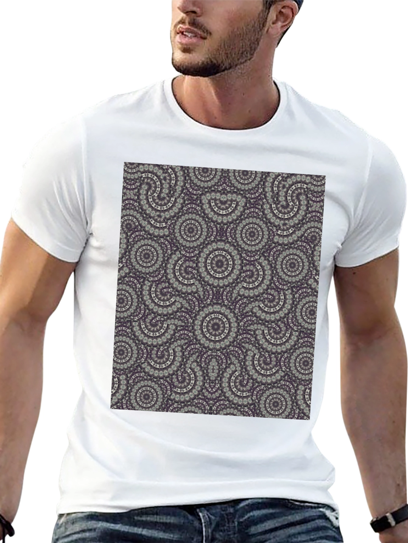 Black Patterned Tee: Unique Graphic Print view 13