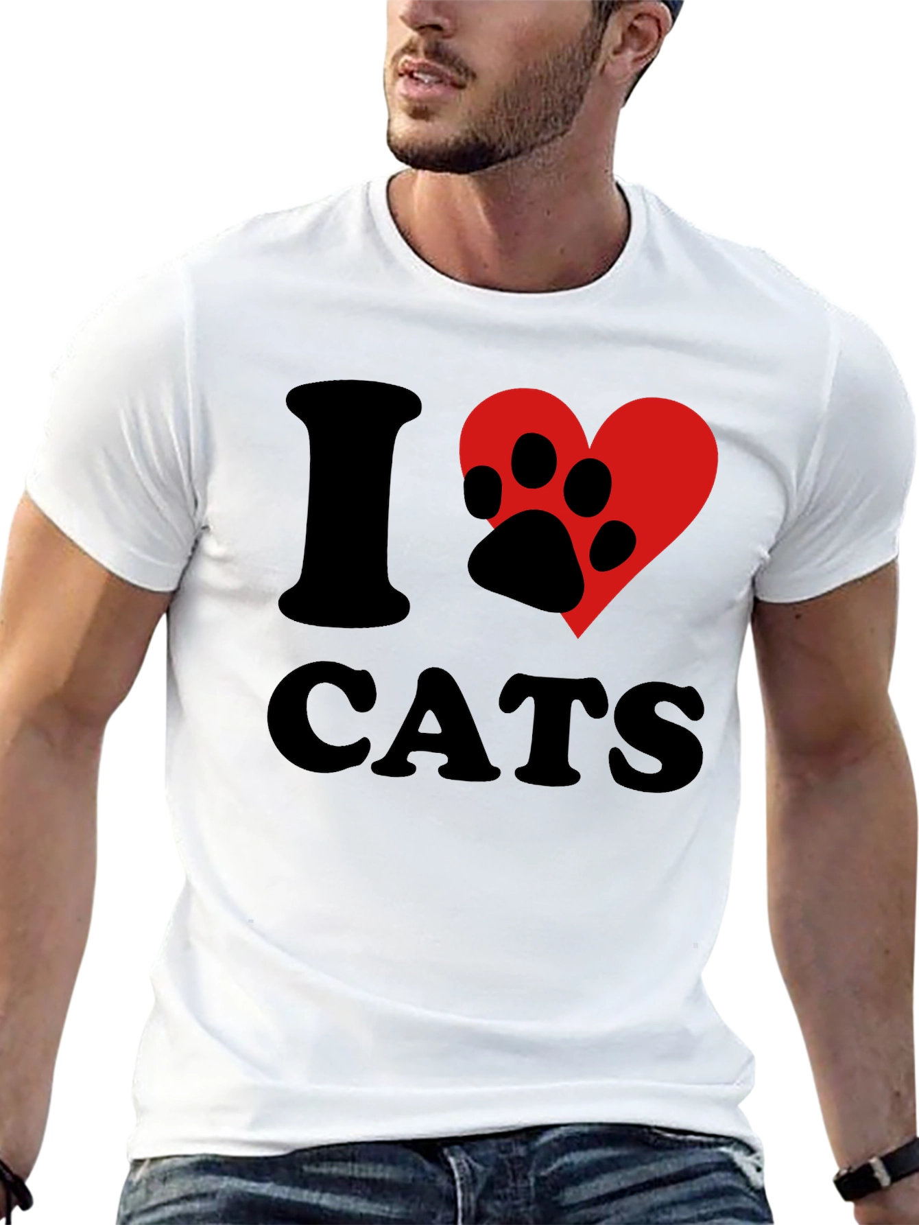 I Heart Cats T-Shirt - Black Cat Lover Tee - 13