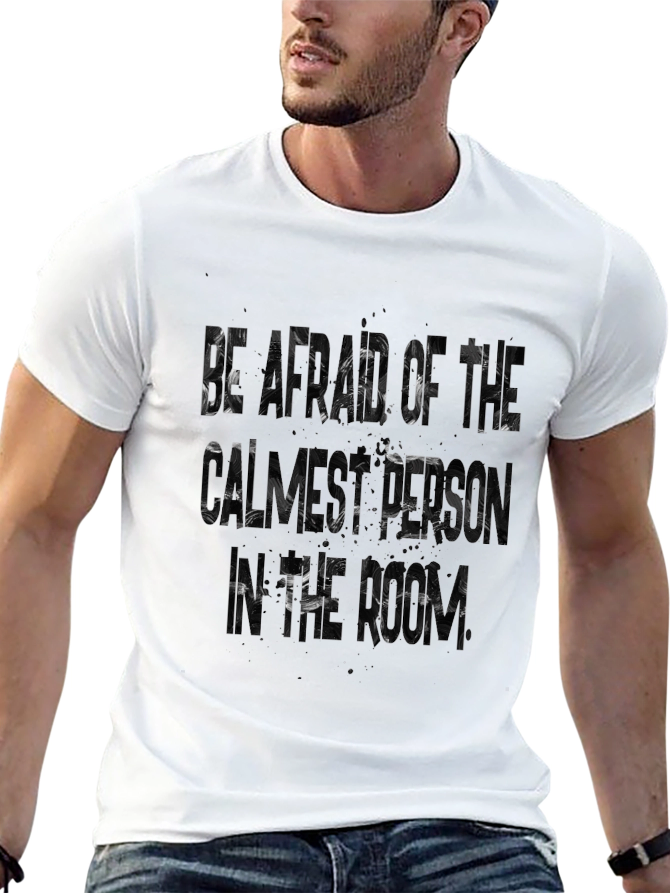 Black Statement Graphic Tee - Be Afraid of the Calmest Person view 13