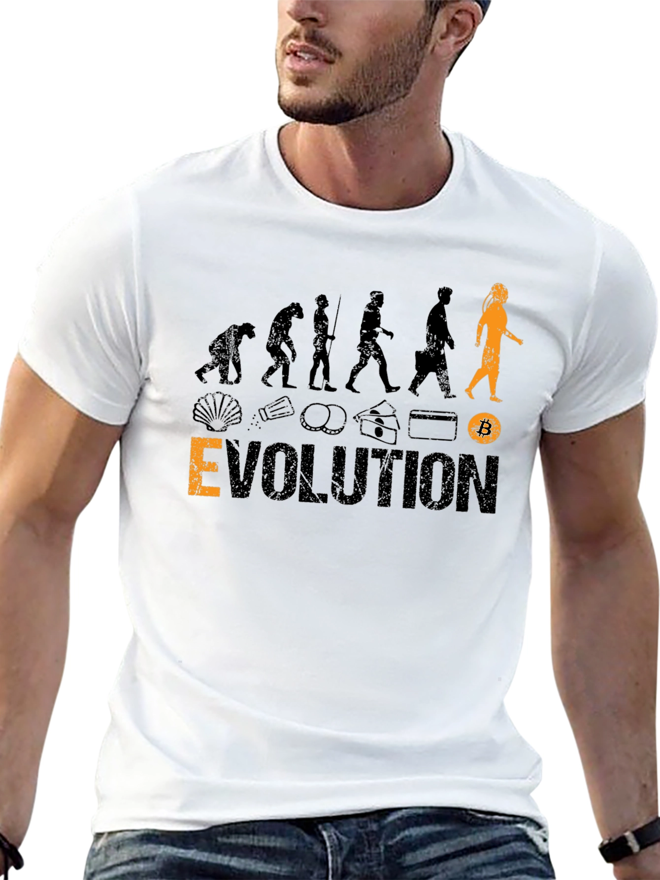 Black Bitcoin Evolution Black T-Shirt view 13