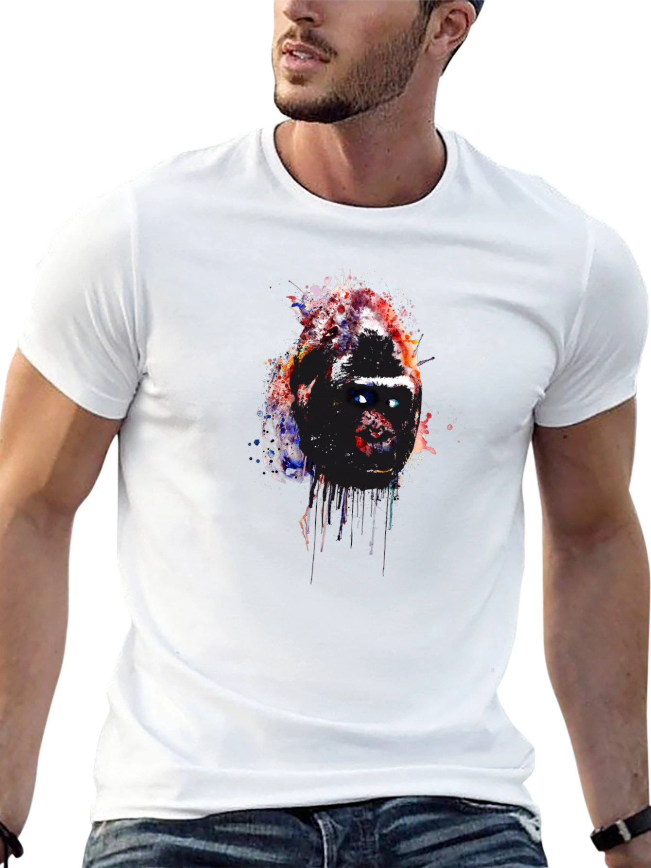 Black Abstract Gorilla Graphic Black T-Shirt view 13