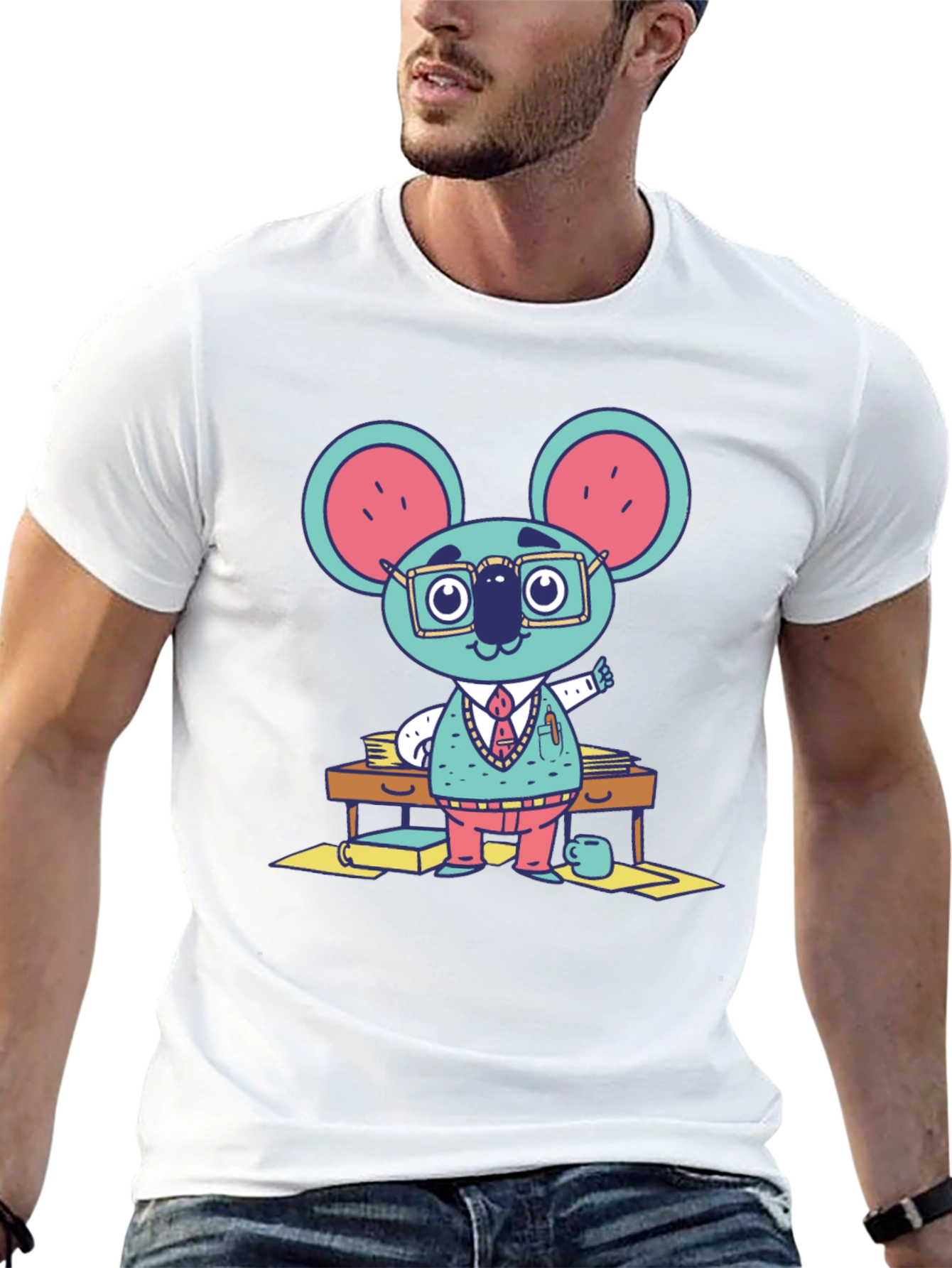 Black Quirky Koala Professor Graphic Tee view 13