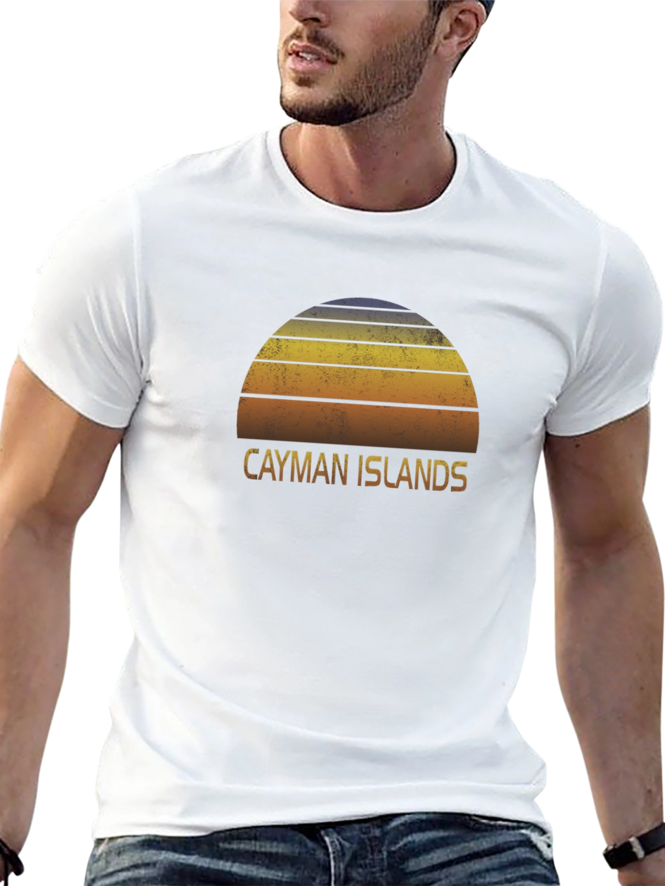 Black Cayman Islands Sunset Graphic Tee - Retro Style view 13