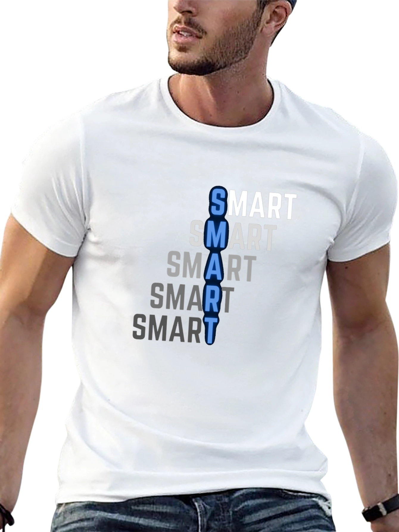 Black Smart Graphic Tee - Men's Black Crew Neck T-Shirt view 13