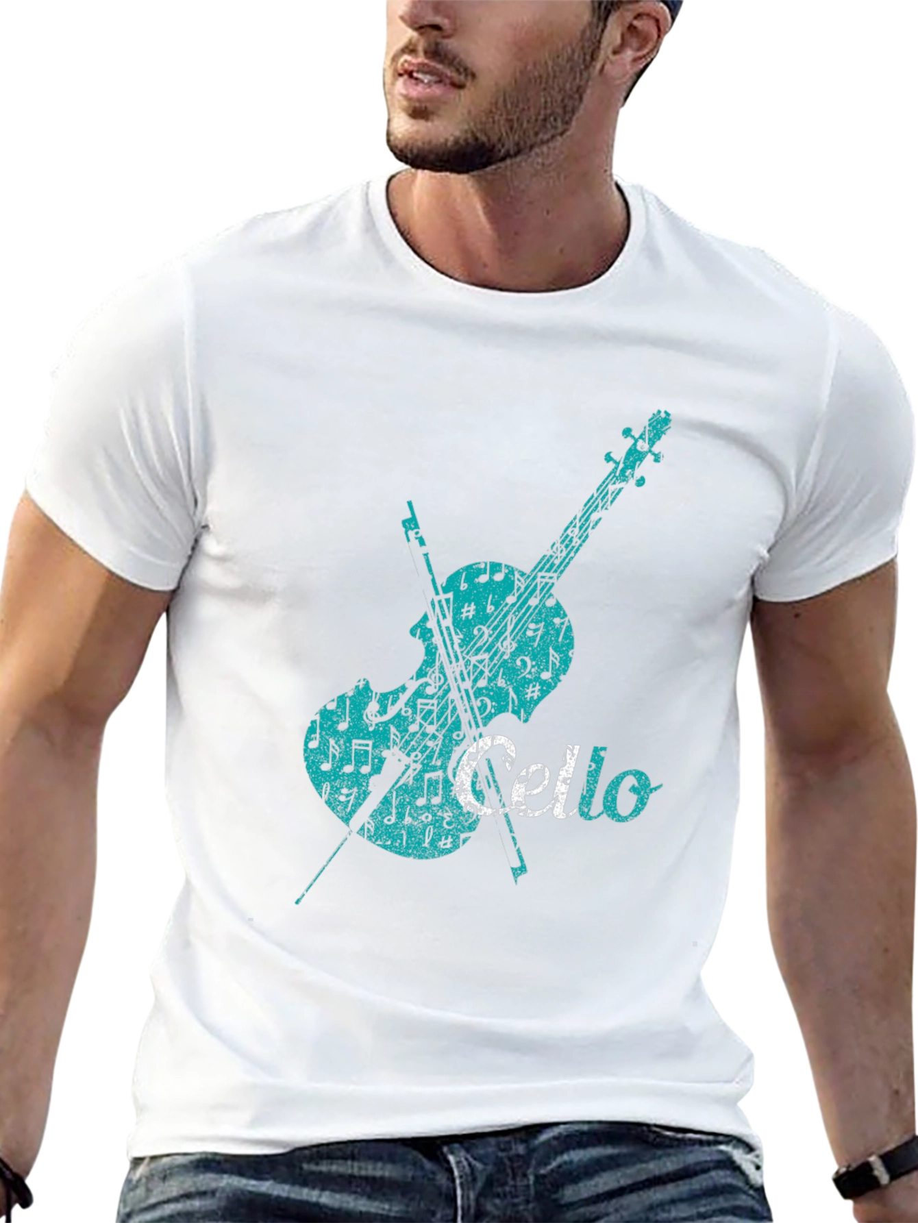 Black Cello Music Note Graphic Tee - Black Cotton view 13