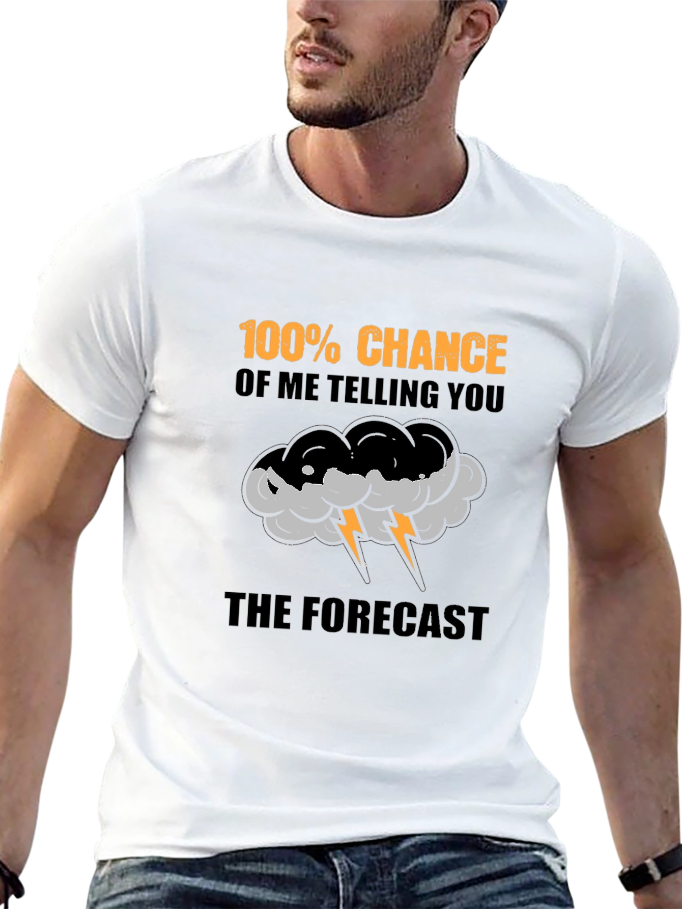 Black Funny Weather Forecast T-Shirt - 100% Chance view 13
