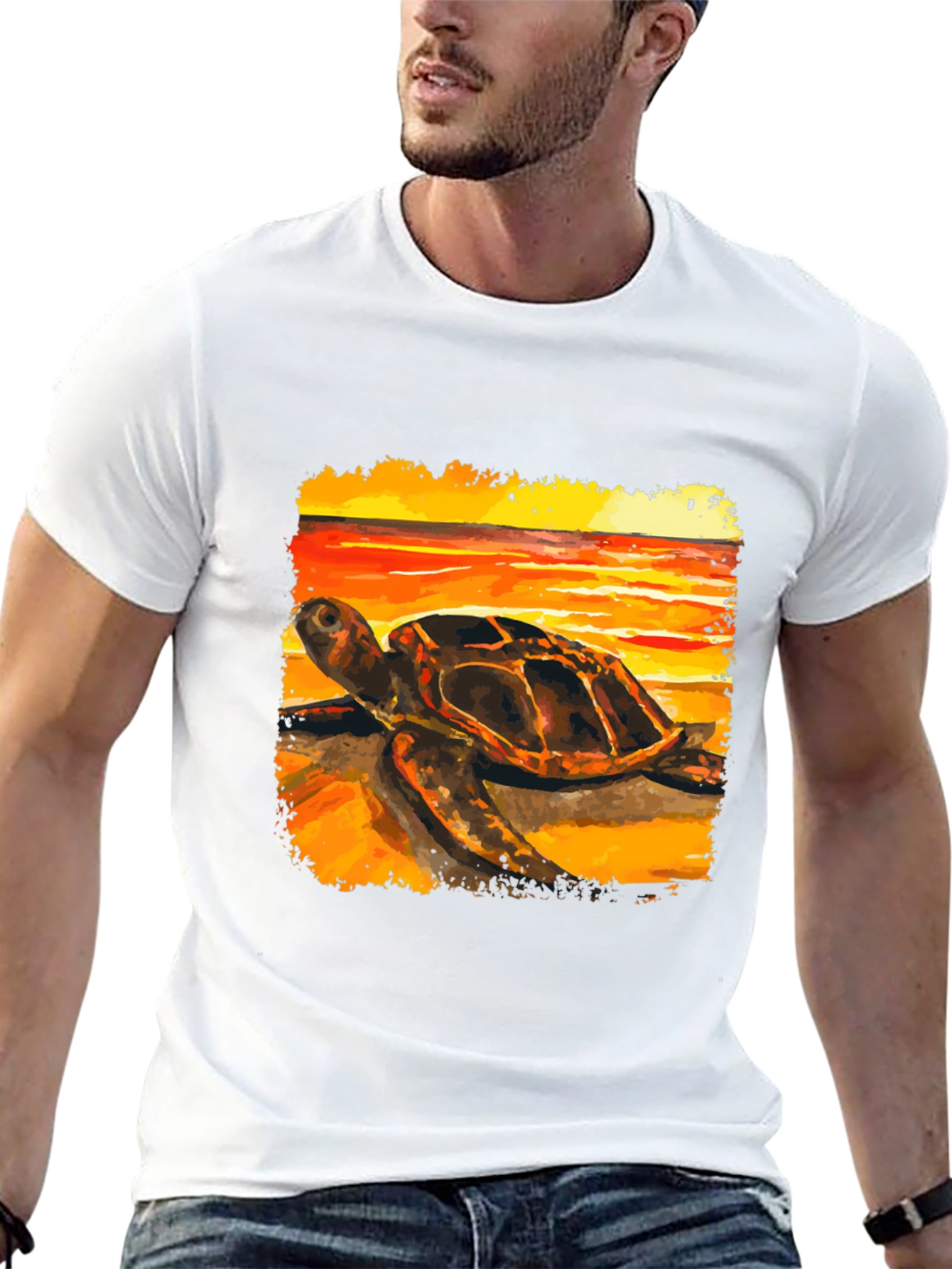Black Sea Turtle Sunset Graphic Tee - Coastal Style view 13