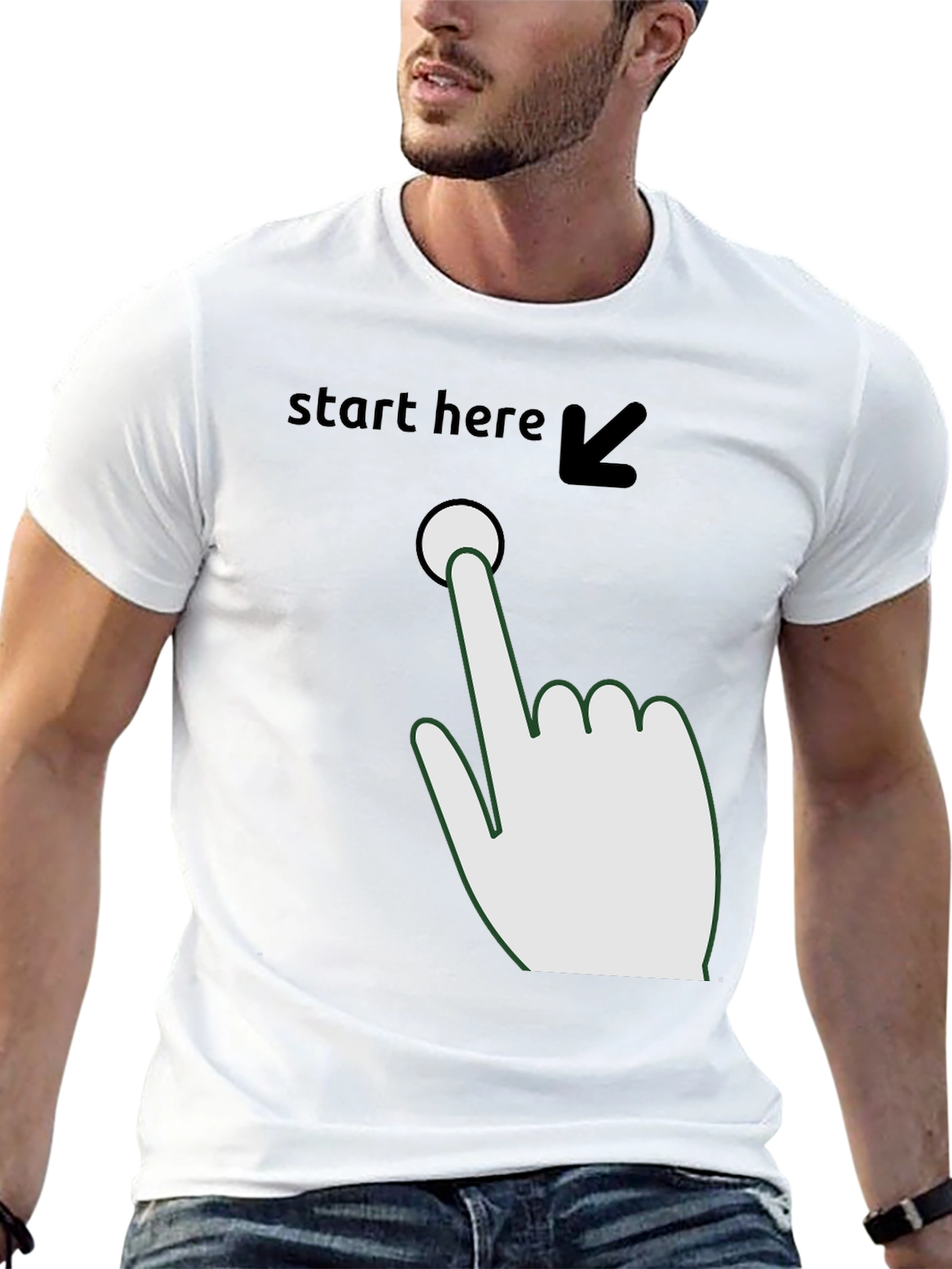 Black Start Here Graphic Tee - Funny Novelty Shirt view 13