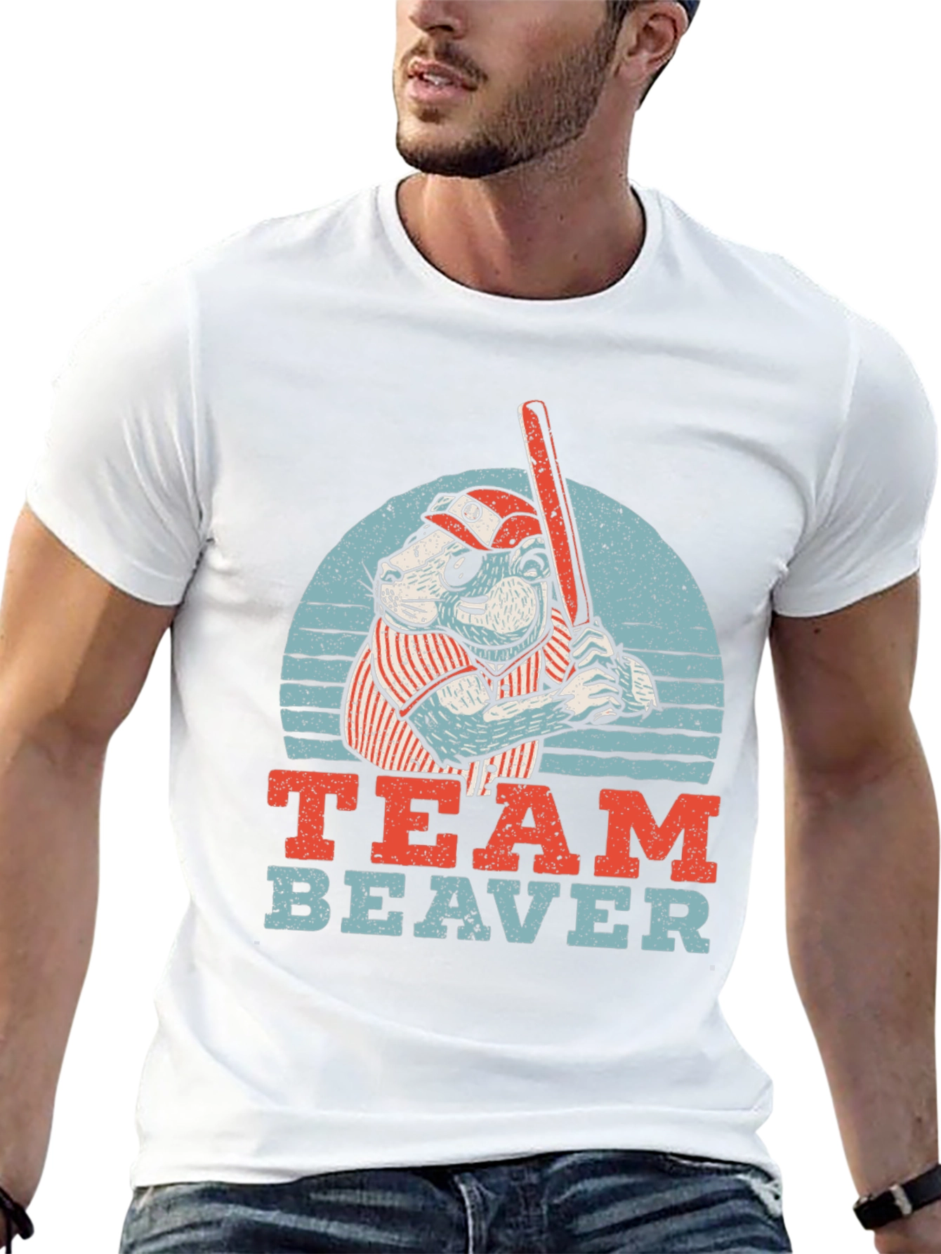 Black Team Beaver Baseball T-Shirt - Funny Sports Tee view 13