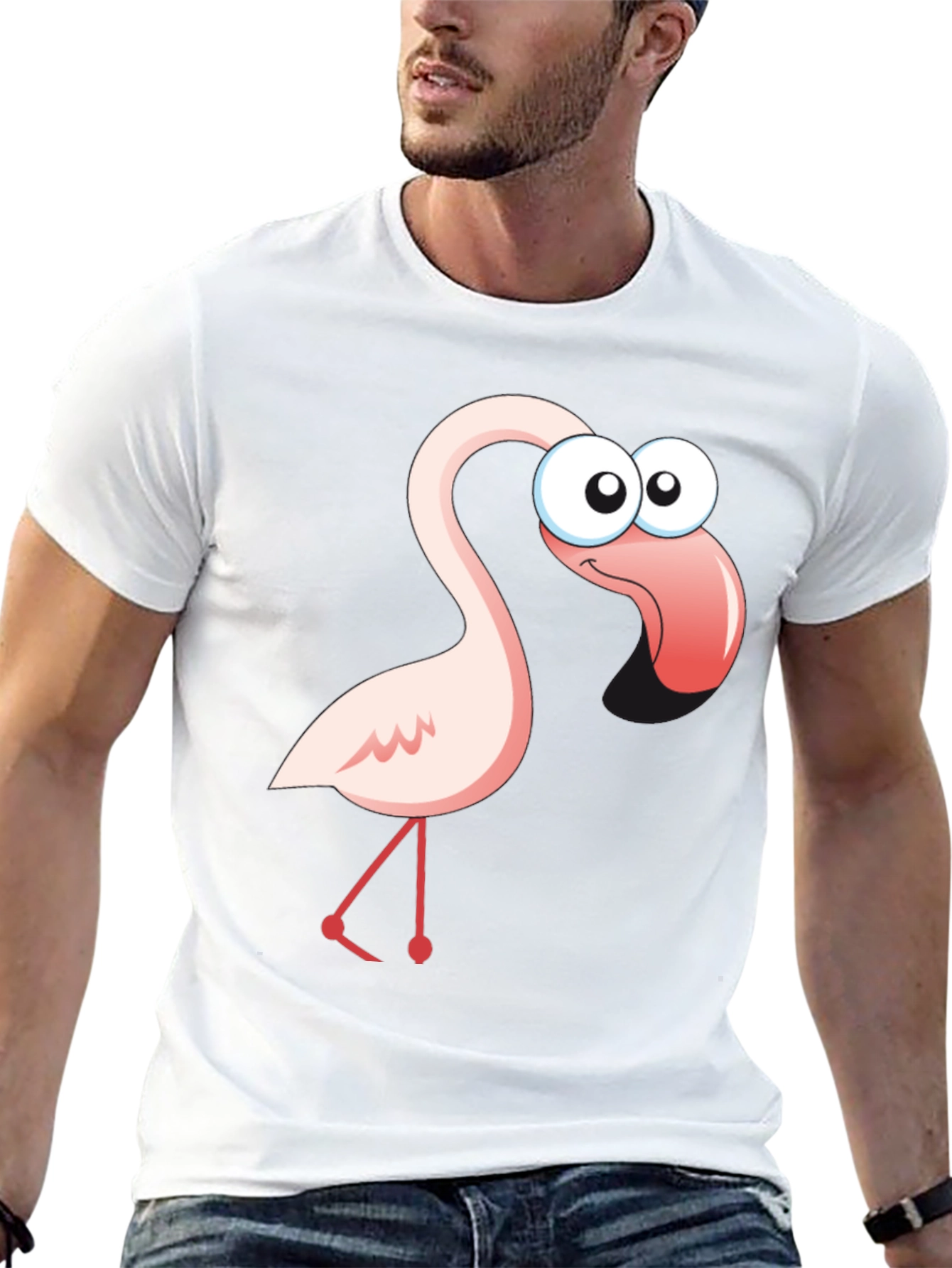 Black Cartoon Flamingo Graphic T-Shirt view 13