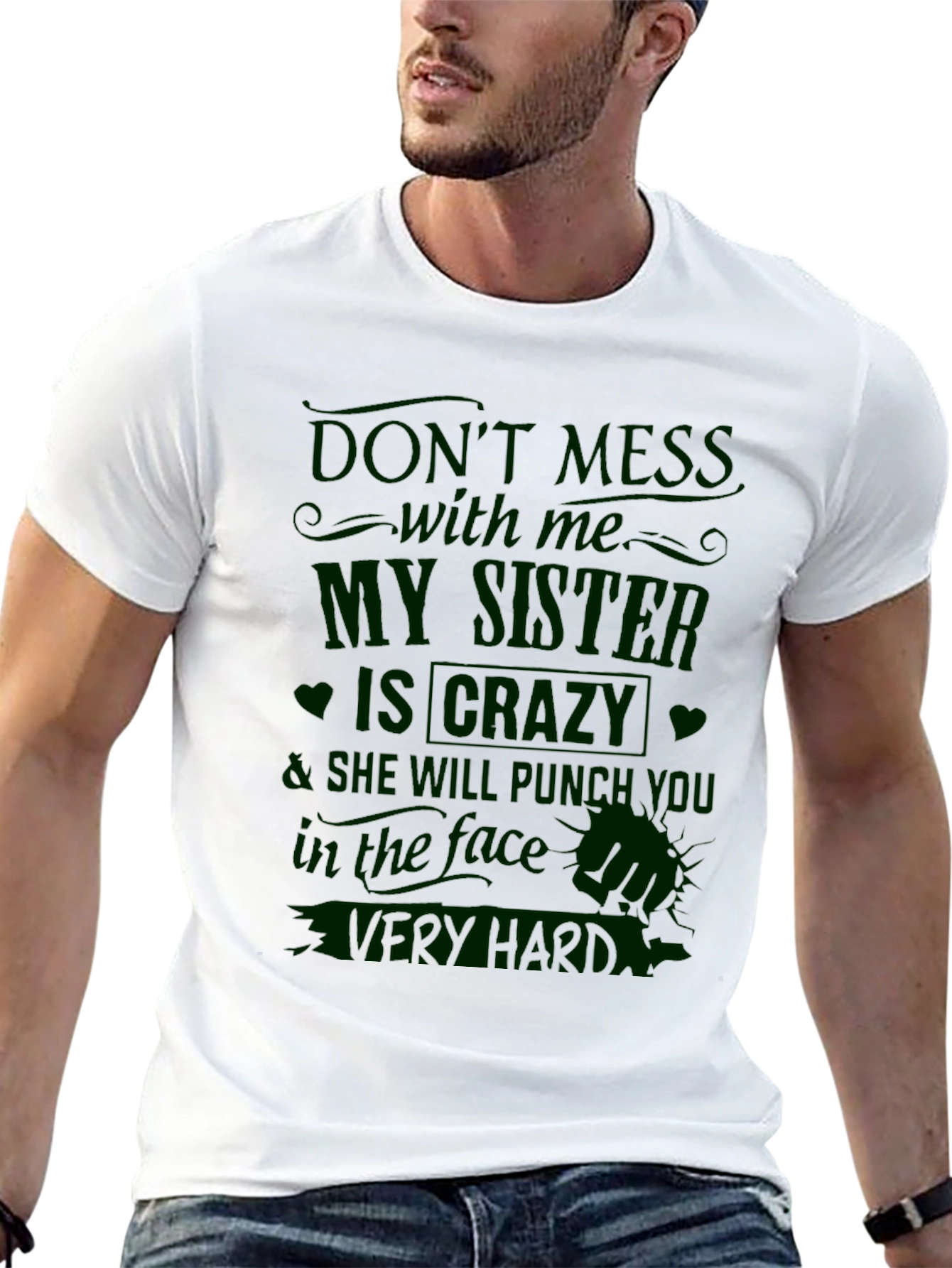 Black Crazy Sister T-Shirt - Funny Novelty Tee view 13