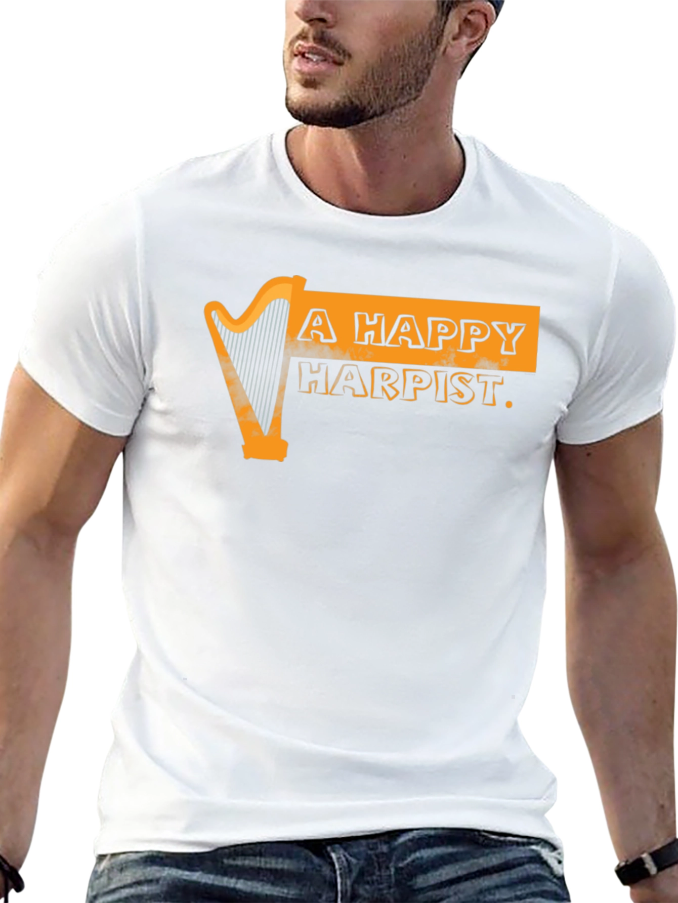 Black A Happy Harpist Graphic Tee view 13