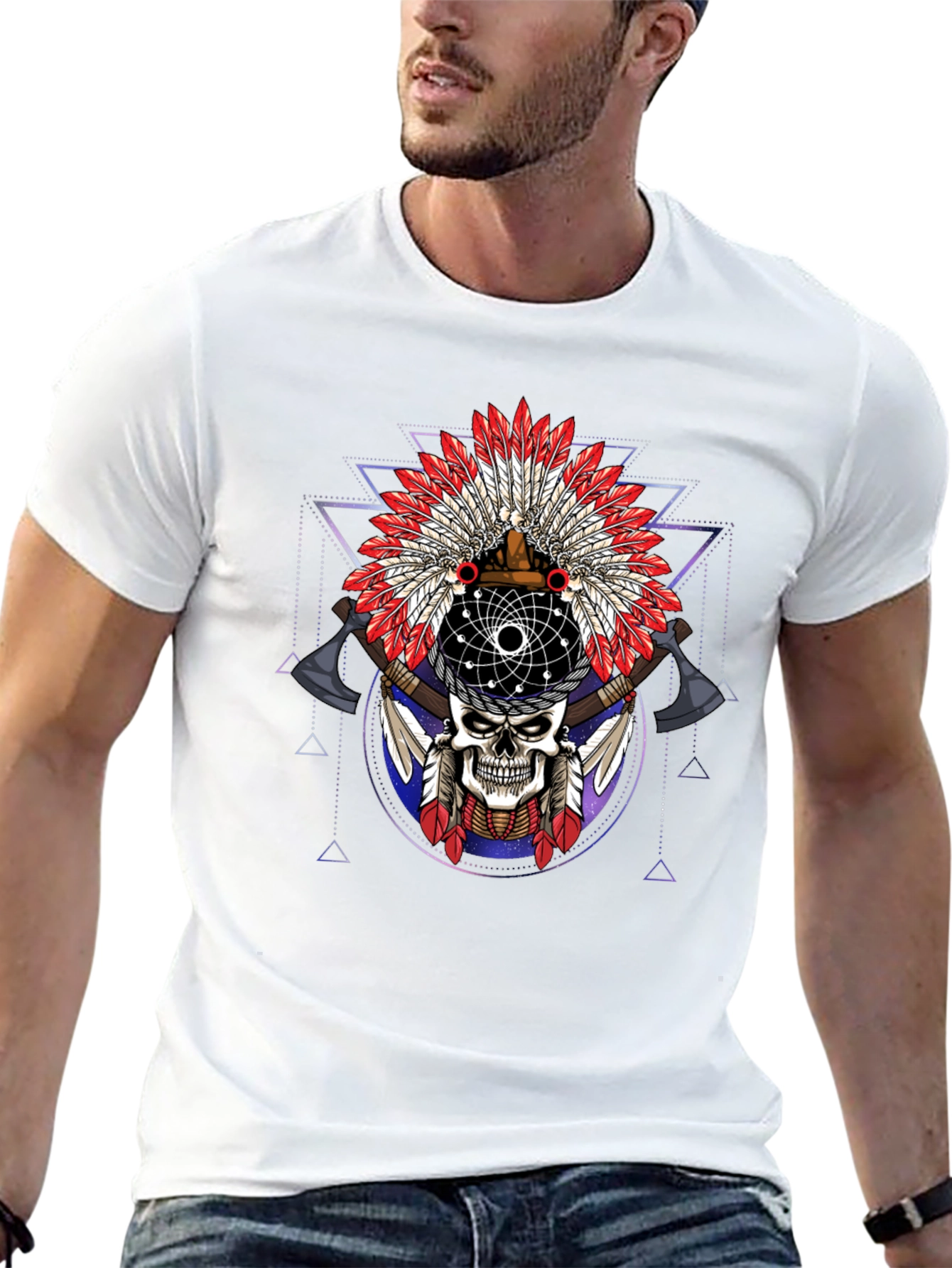 Black Skull Headdress Graphic Tee view 13