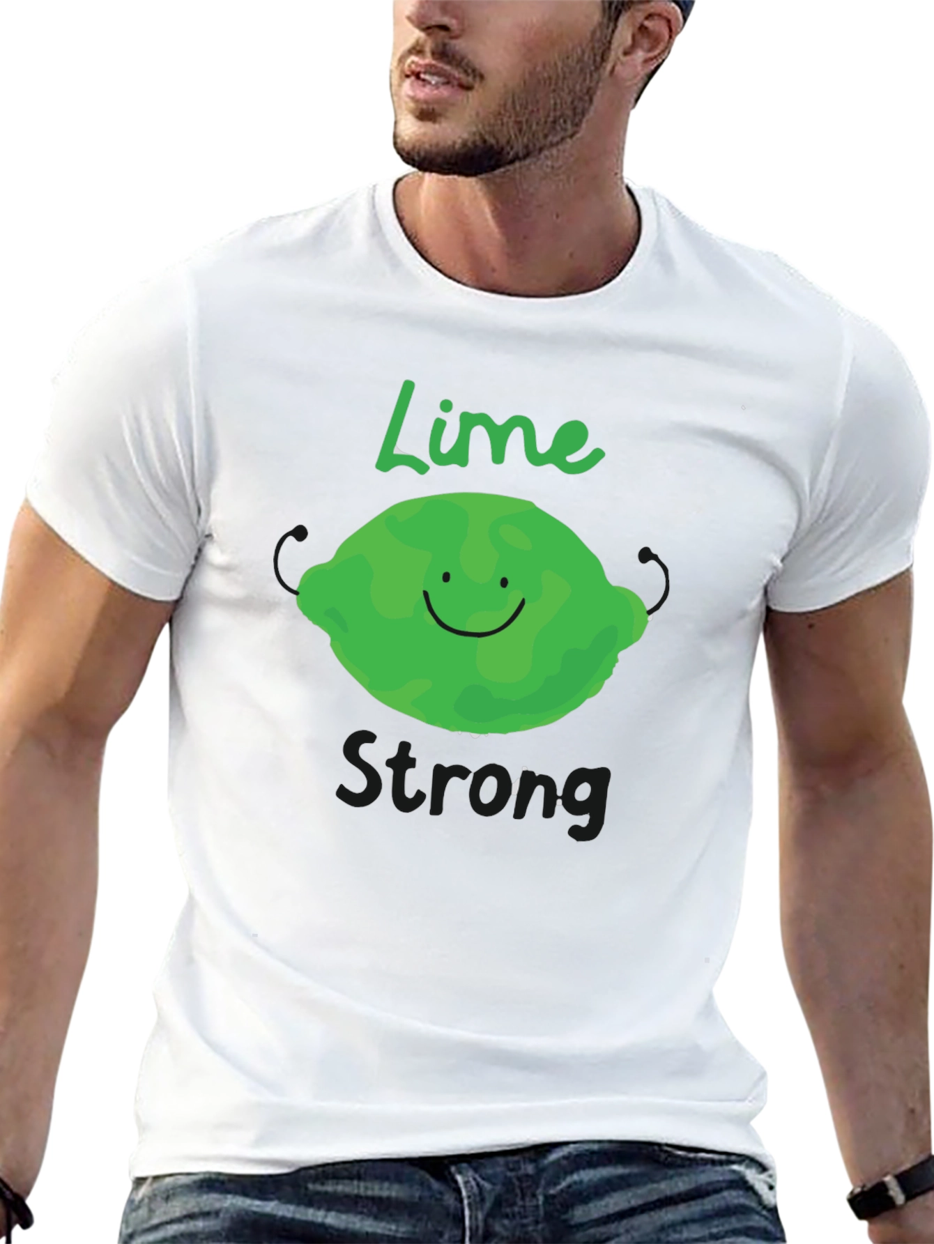 Black Lime Strong Black T-Shirt - Funny Fruit Graphic Tee view 13