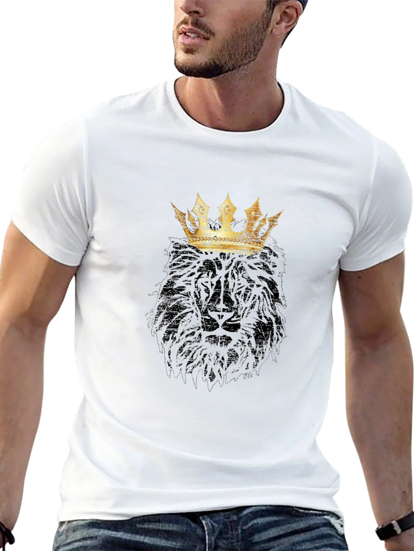 Black King Lion Graphic T-Shirt - Black view 13